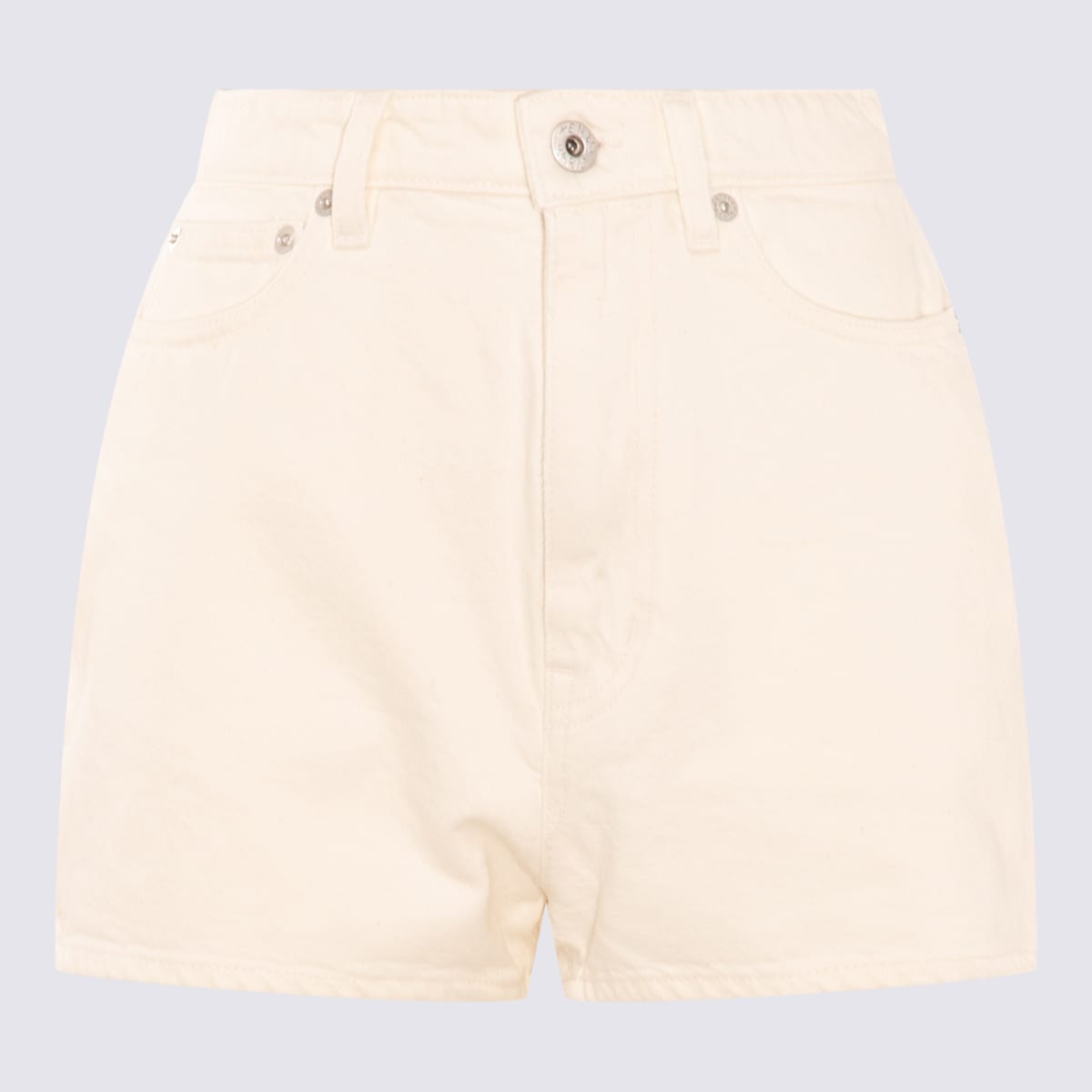 Kenzo White Cotton Shorts In Stone Bleached White Denim