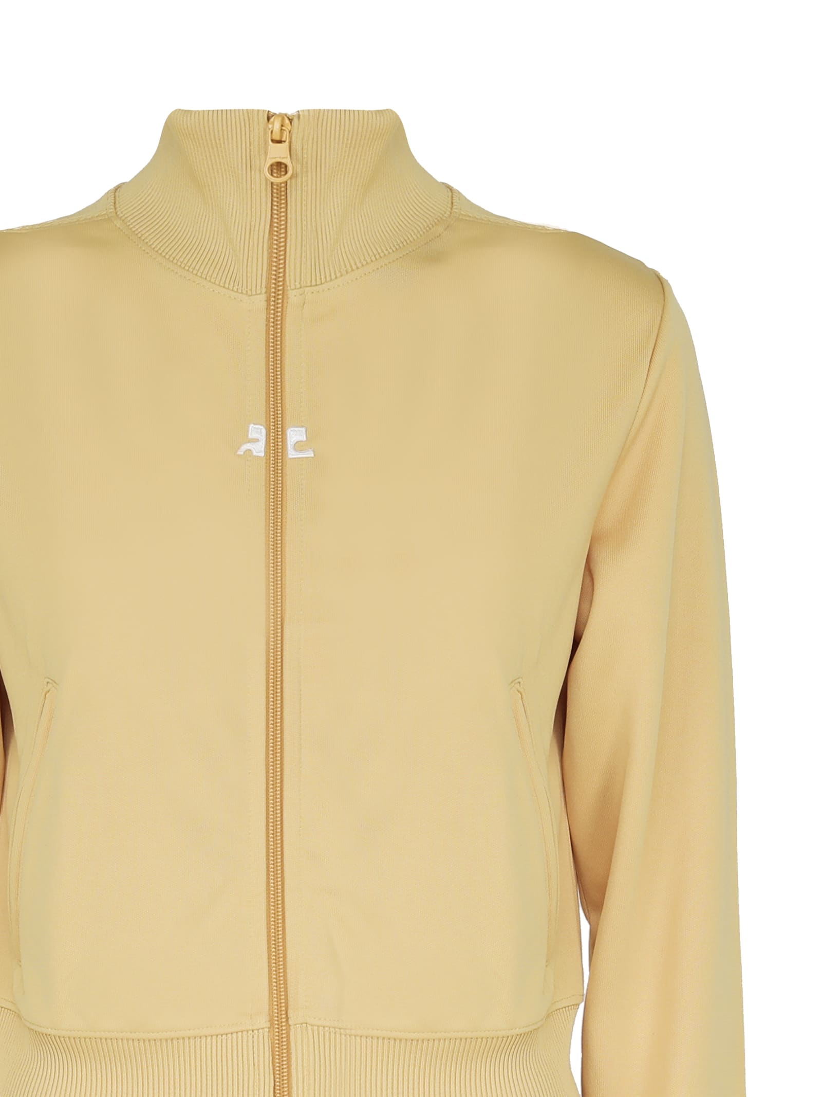 Shop Courrèges Polyester Sweatshirt With Front Logo In Pollen