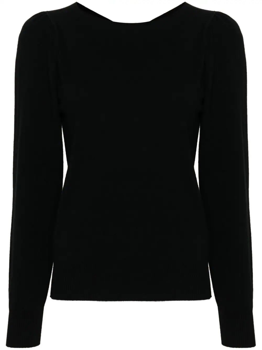 Shop Twinset Long Sleeves Crew Neck Sweater In Black