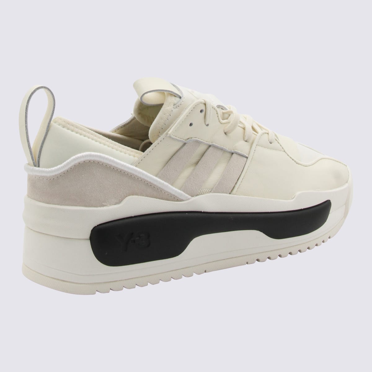 Shop Y-3 Ivory Leather Rivalry Sneakers In Cream White/off White/black