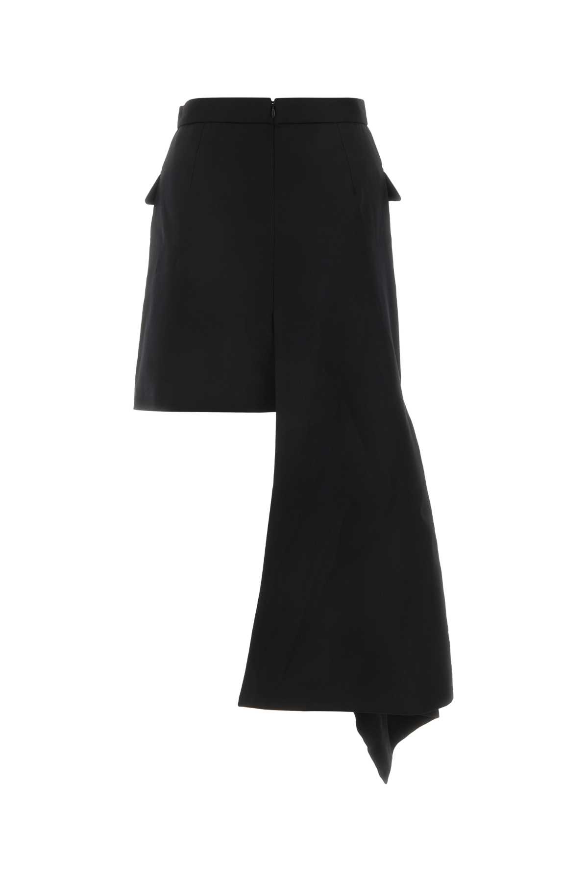 Shop Alexander Mcqueen Black Wool Mini Skirt