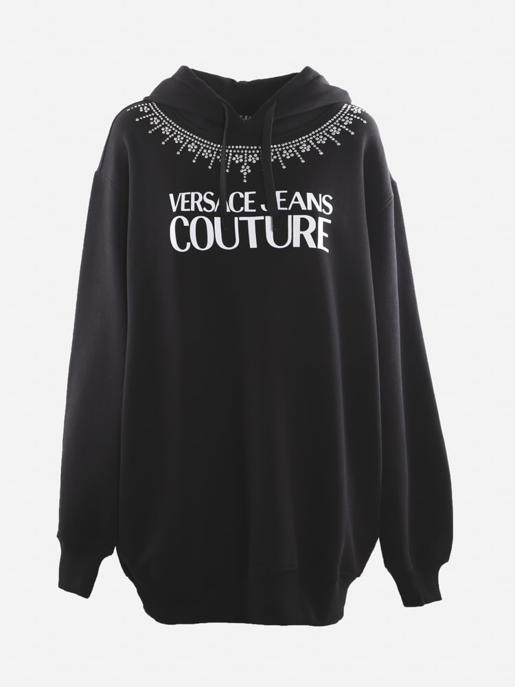 Versace Jeans Couture Oversized Cotton Sweatshirt With Contrasting Logo Print