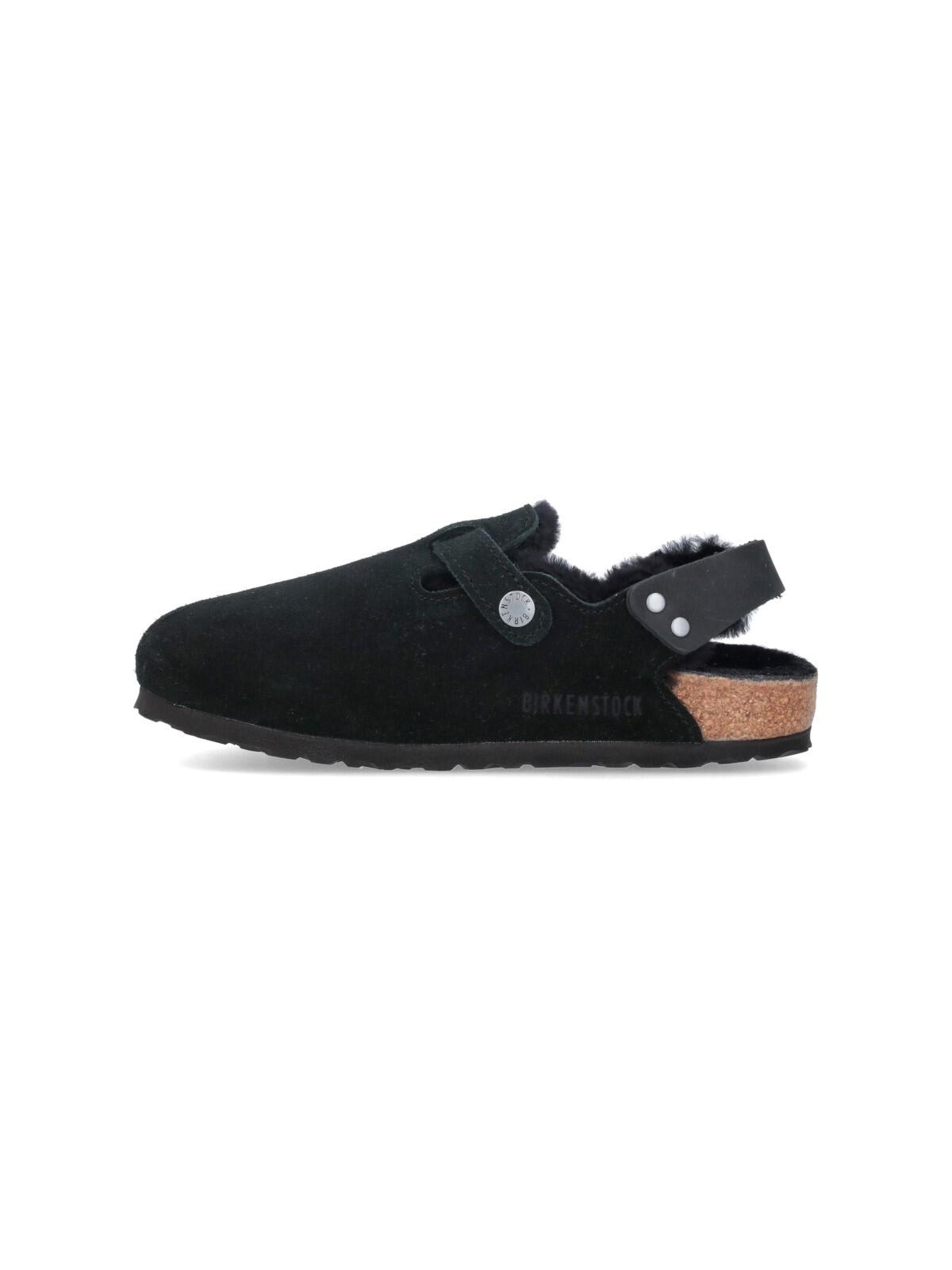 Shop Birkenstock Tokio Fur Mules In Black