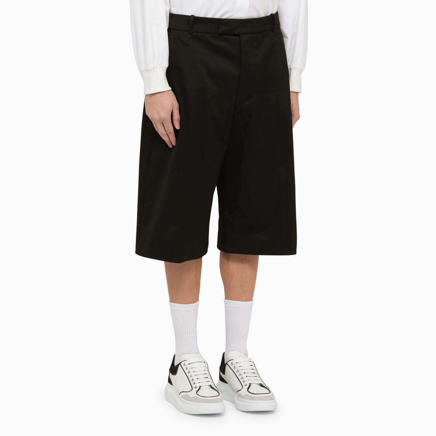 Shop Alexander Mcqueen Black Baggy Cotton Bermuda Shorts In Nero