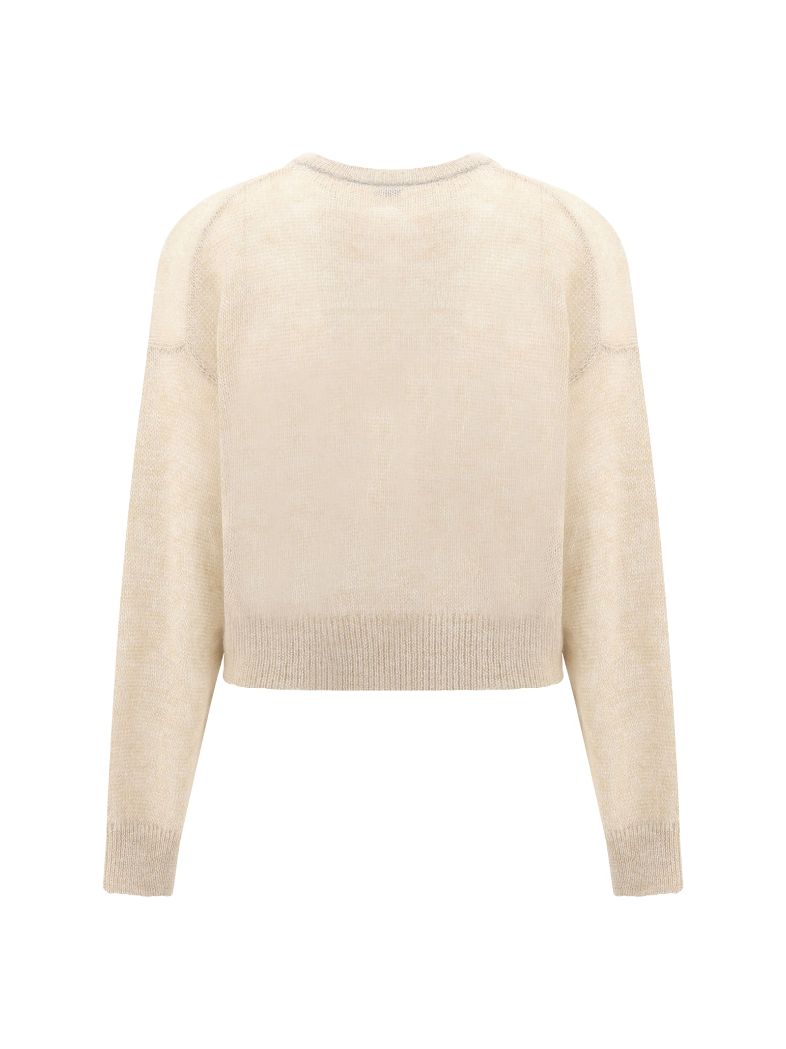 Brunello Cucinelli Wool Mohair Women's Sweater In Seashell Laminato