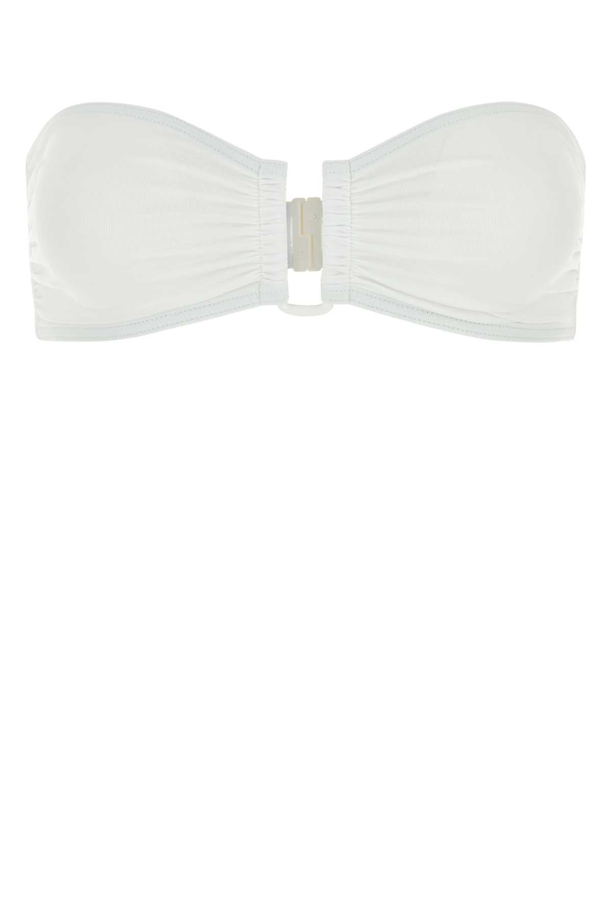 White Stretch Nylon Show Bikini Top