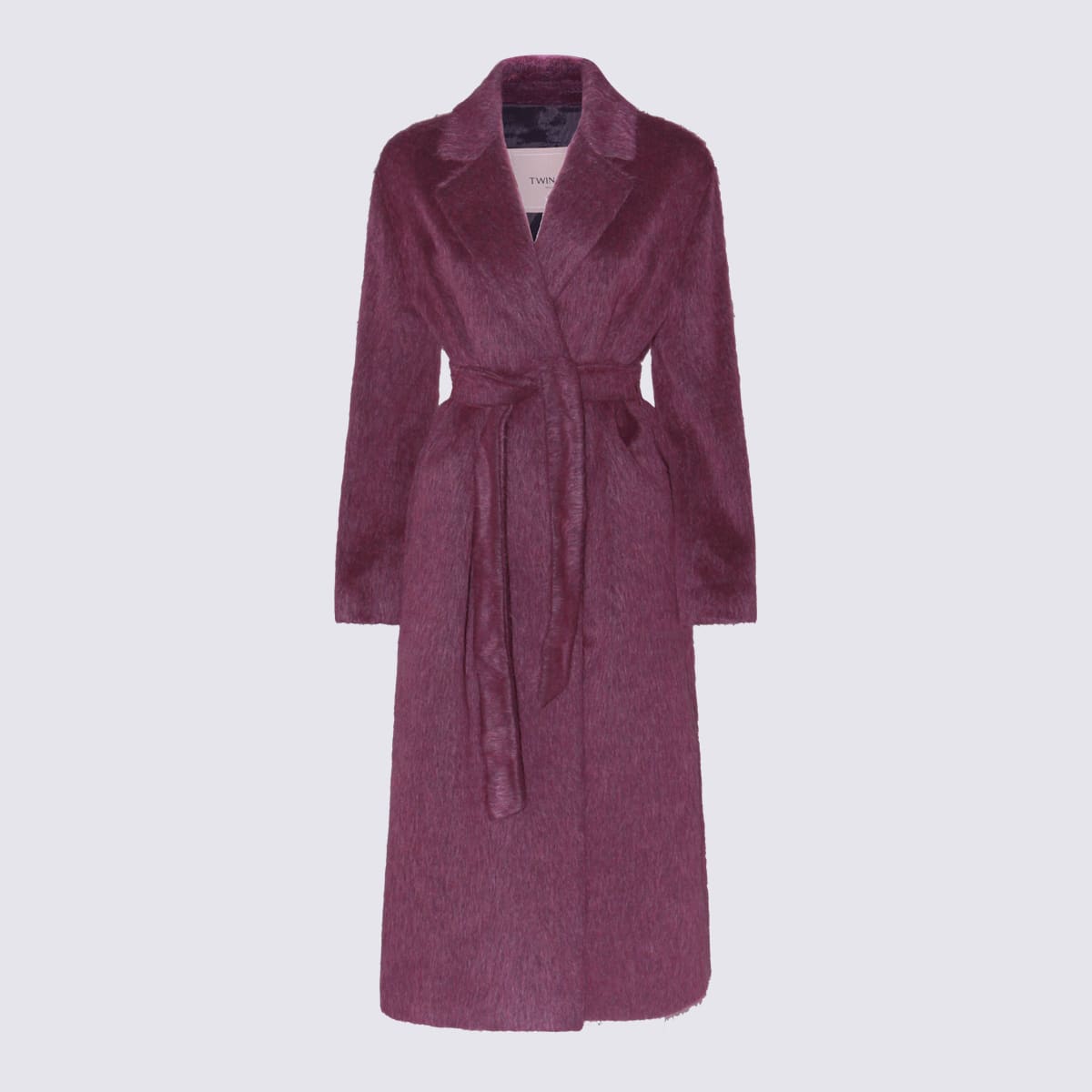 Twinset Purple Coat In Animal Print