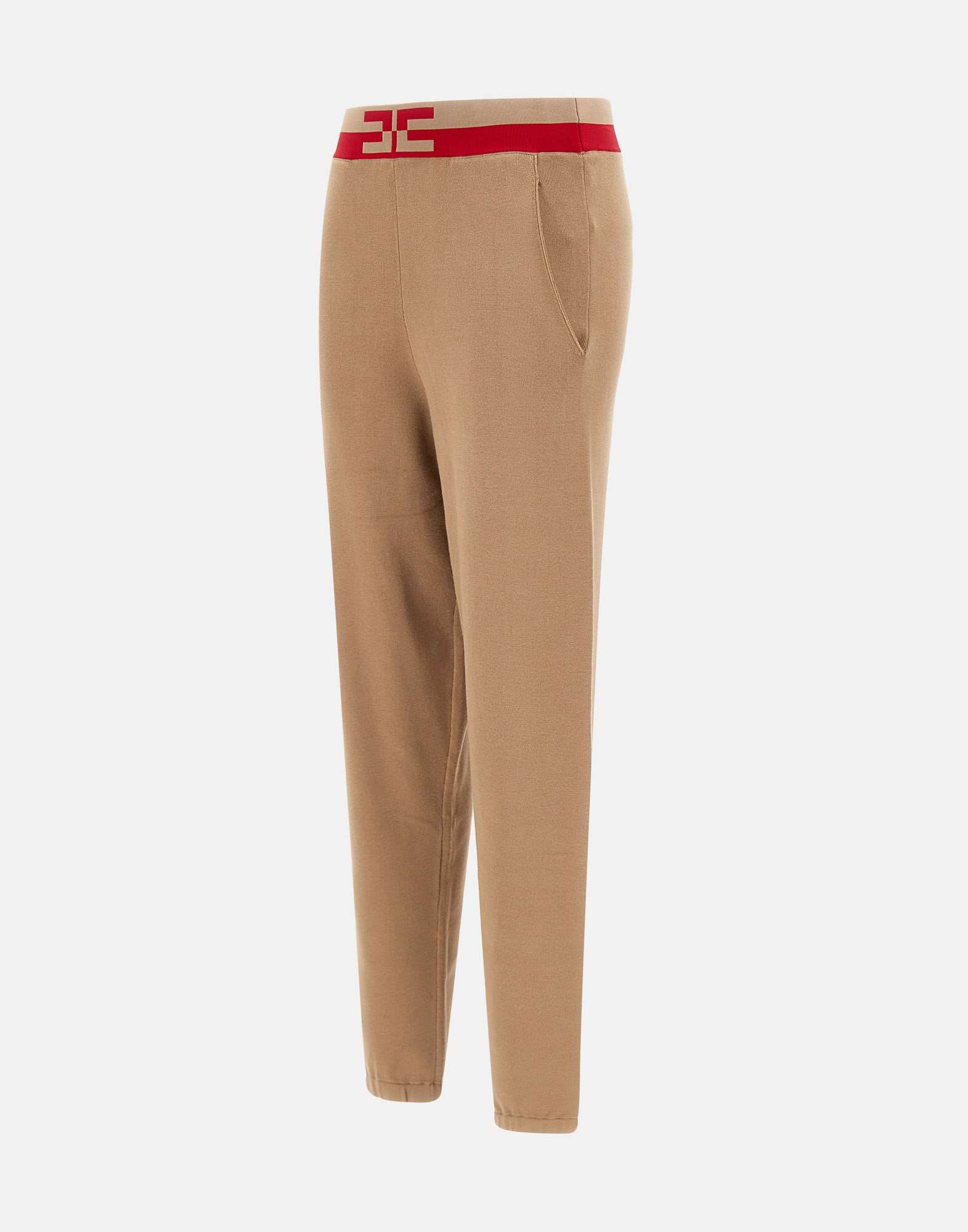 Shop Elisabetta Franchi Pantalone Tricot In Cammello