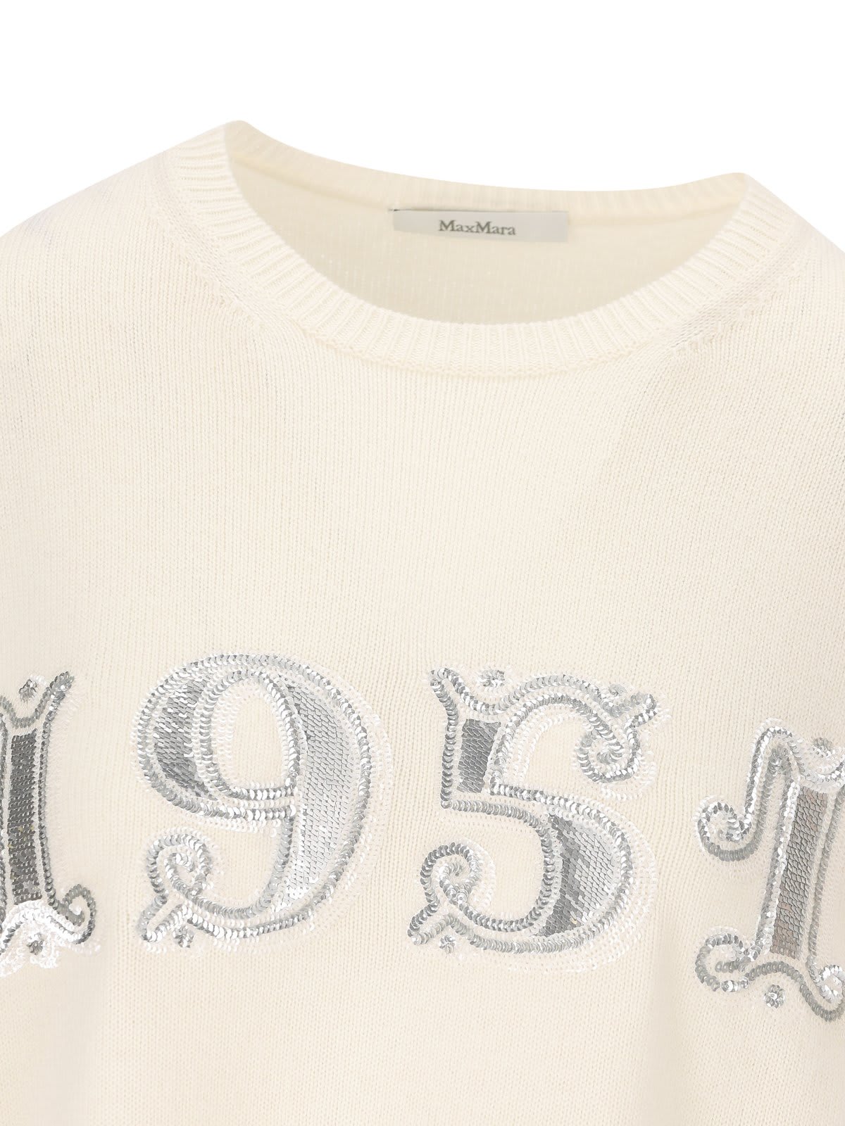 Shop Max Mara Crewneck Knitted Jumper In White