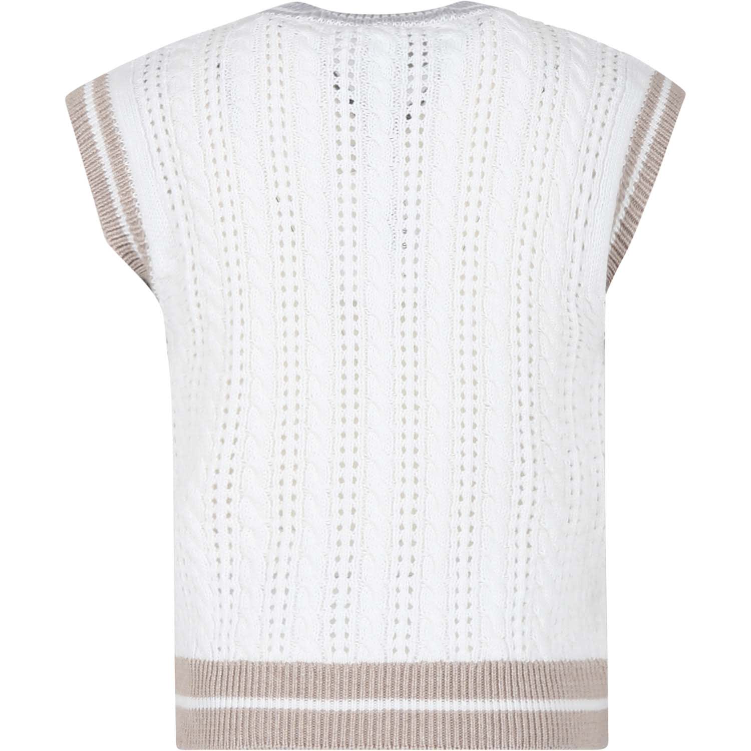 Shop Eleventy Ivory Vest Sweater For Boy With Logo