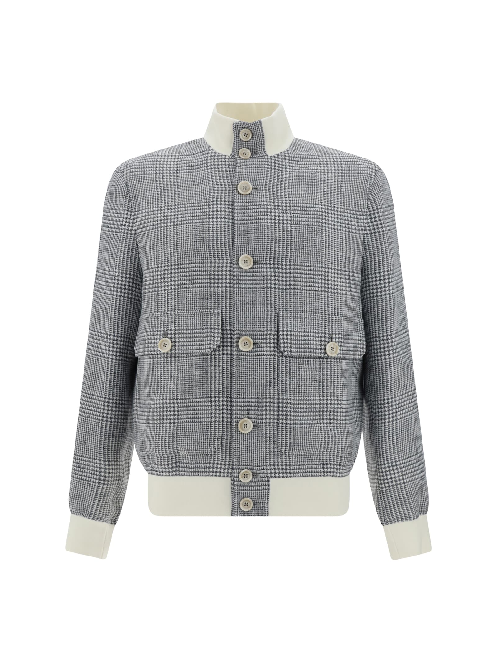 Linen, Wool And Silk Checked Jacket