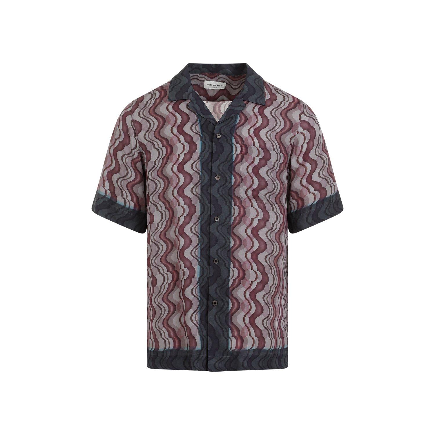 Shop Dries Van Noten Pattern-printed Short-sleeved Shirt In Purple