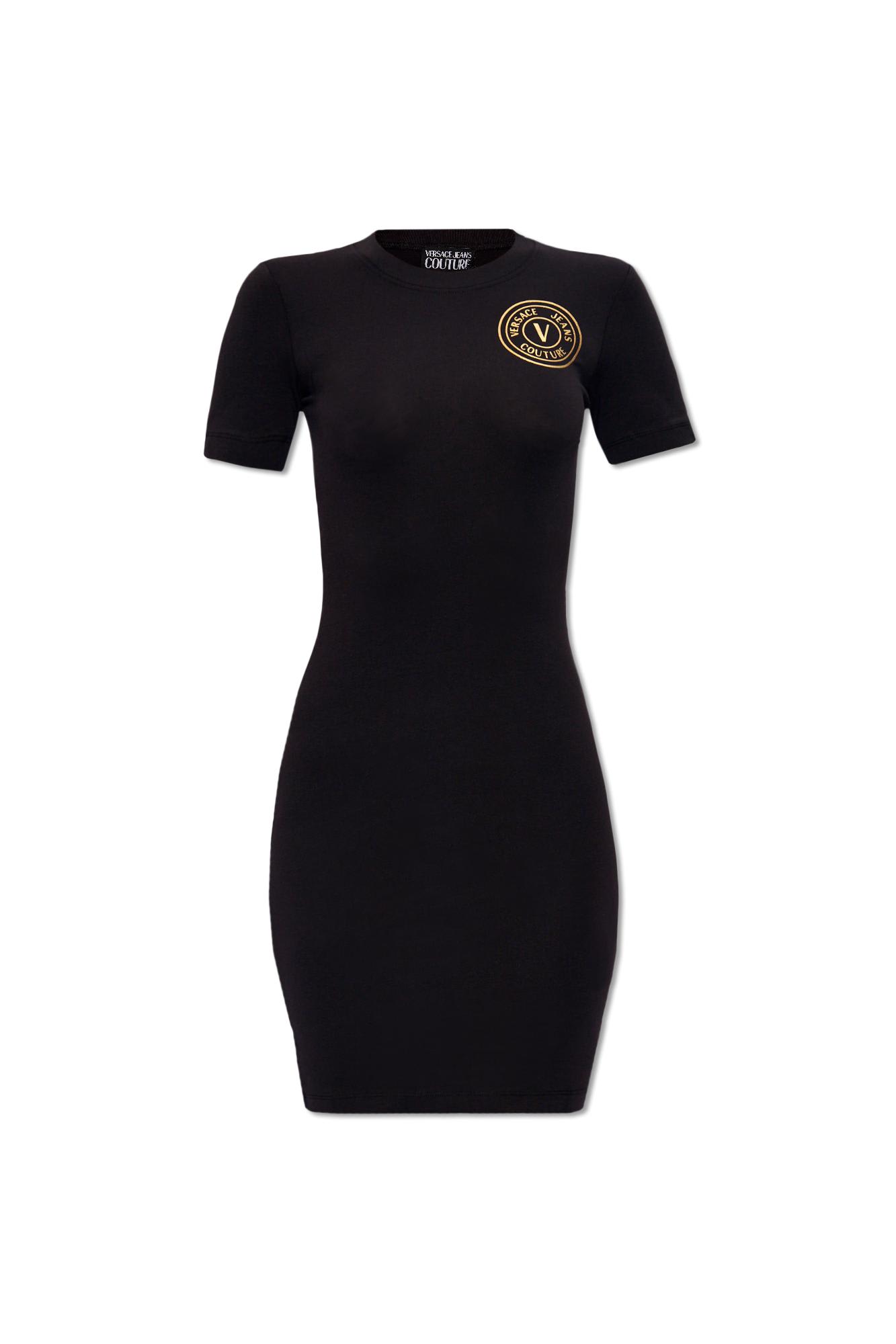 Versace Jeans Couture Cotton Blend Logo Jersey Tee Dress