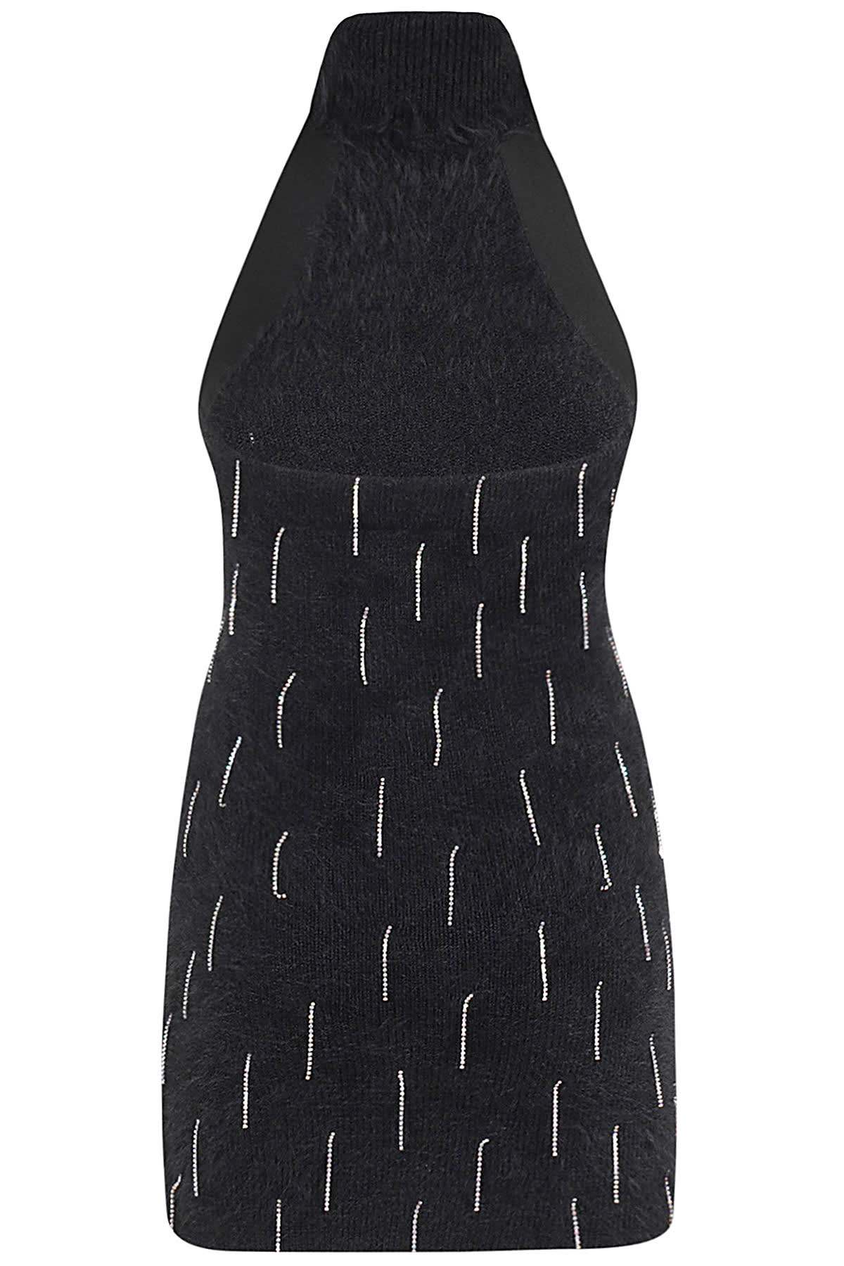 Shop David Koma Crystal Embellished High Neck Slvless Mini Dress In Blacksilver