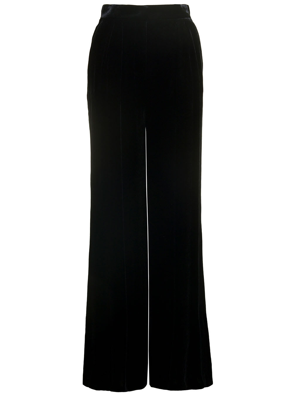 Alberta Ferretti Loose Black Trousers With Invisible Zip In Velvet Woman