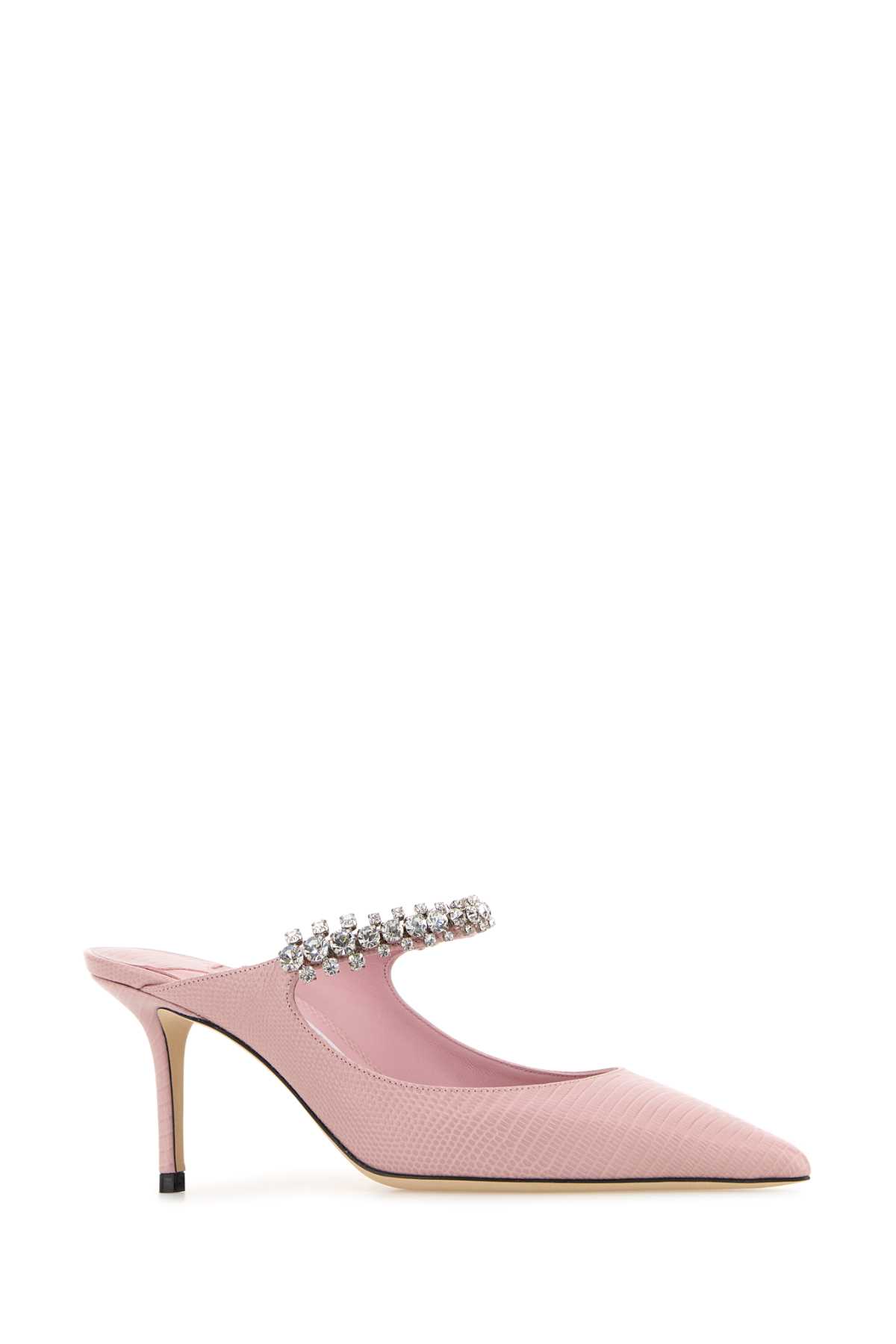JIMMY CHOO PINK LEATHER BING MULES