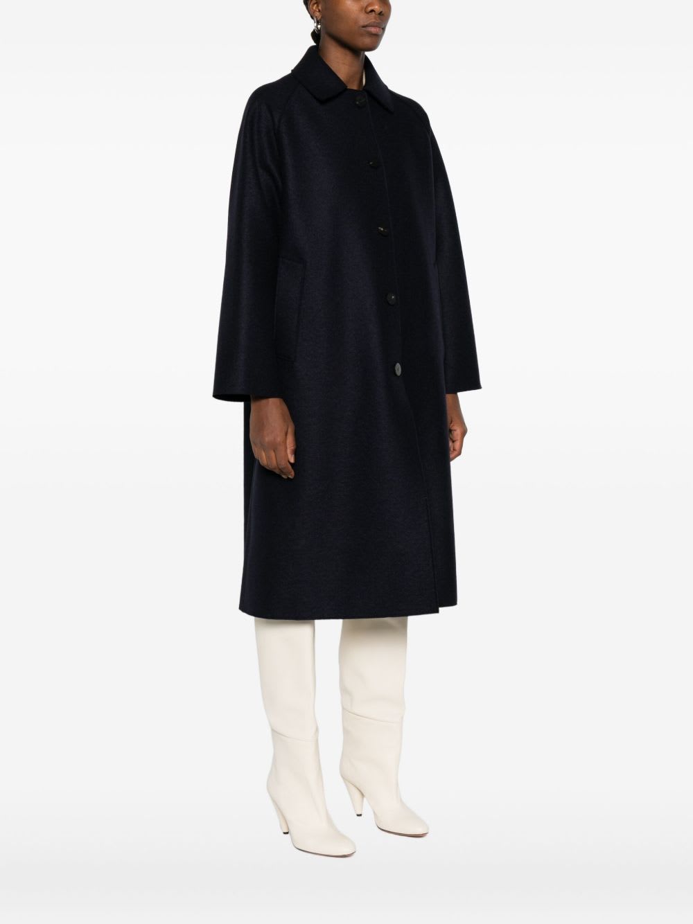 Harris Wharf London Wool Coat With Raglan Sleeves And Pockets In Black