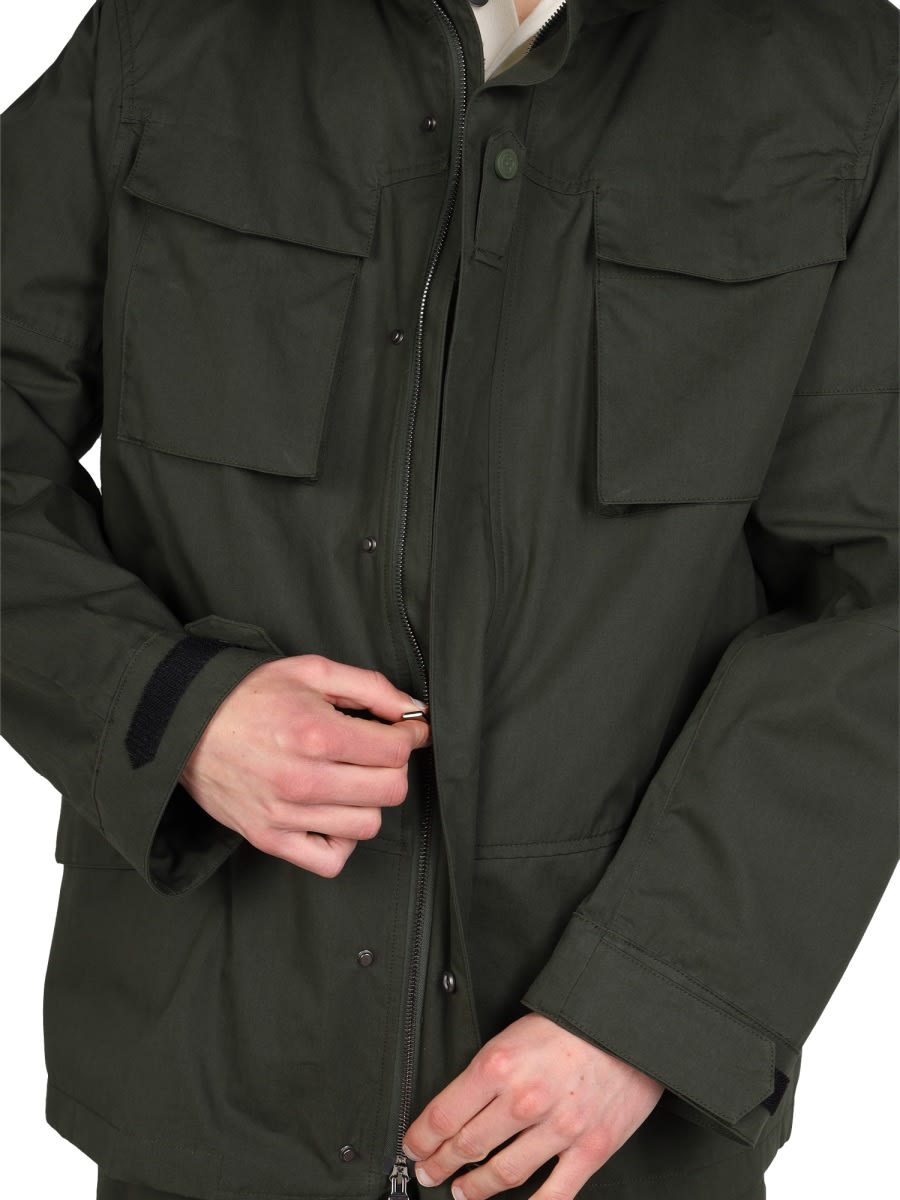 Shop Lardini Double Fabric Jacket In Military Green