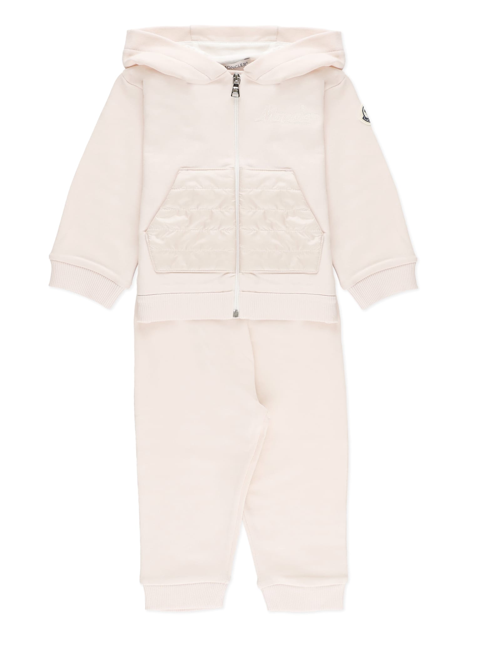 Moncler Two Piece Jumpsuit With Logo In Pink