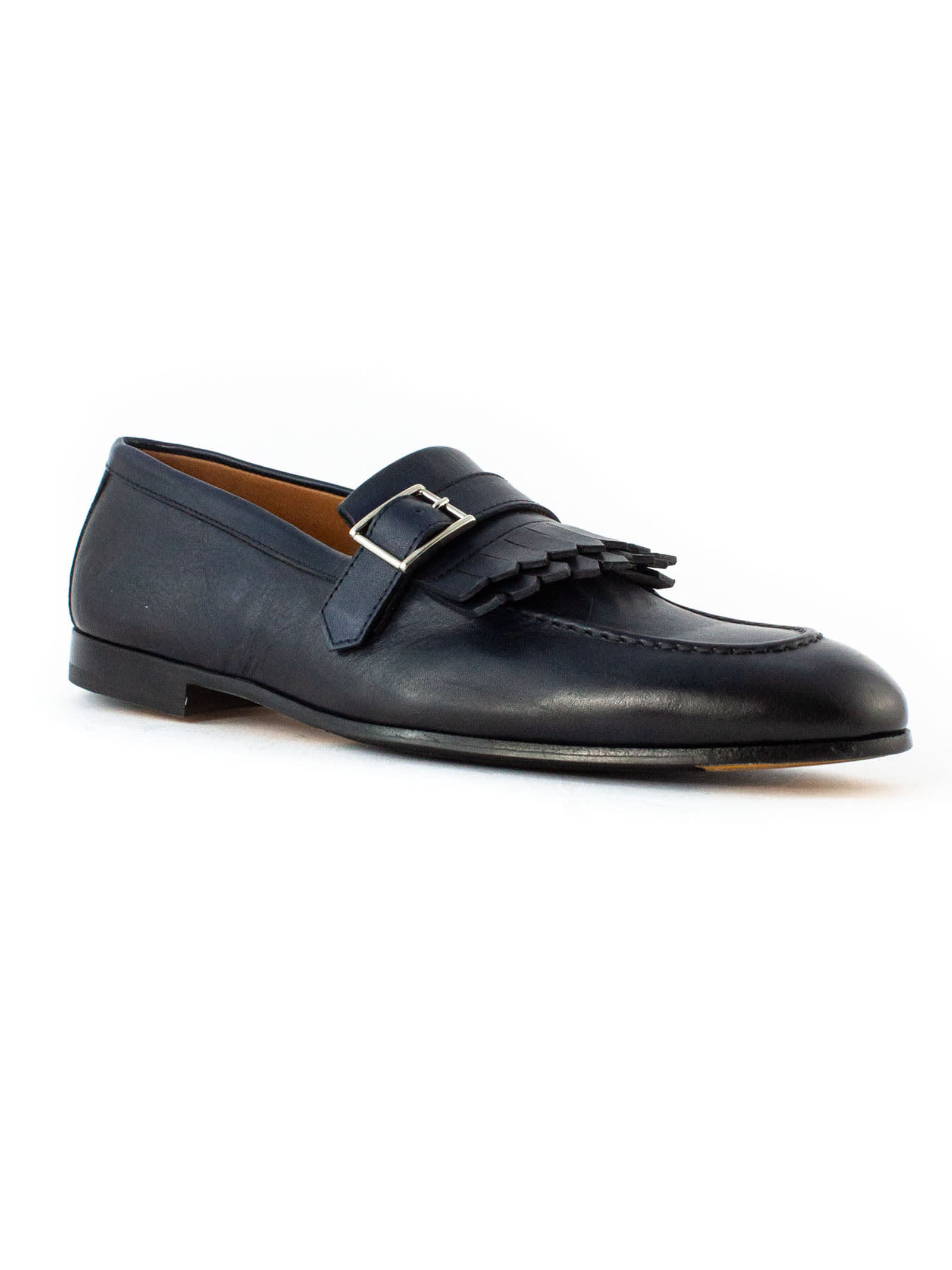 Shop Doucal's Blue Leather Loafer