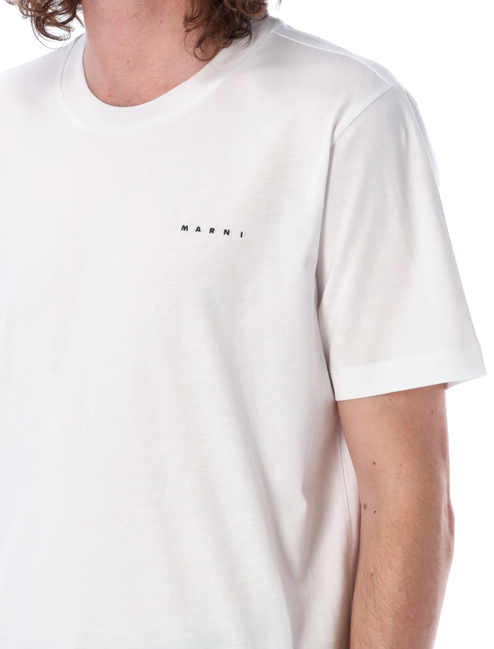 Shop Marni Mini Logo T-shirt In Lily White