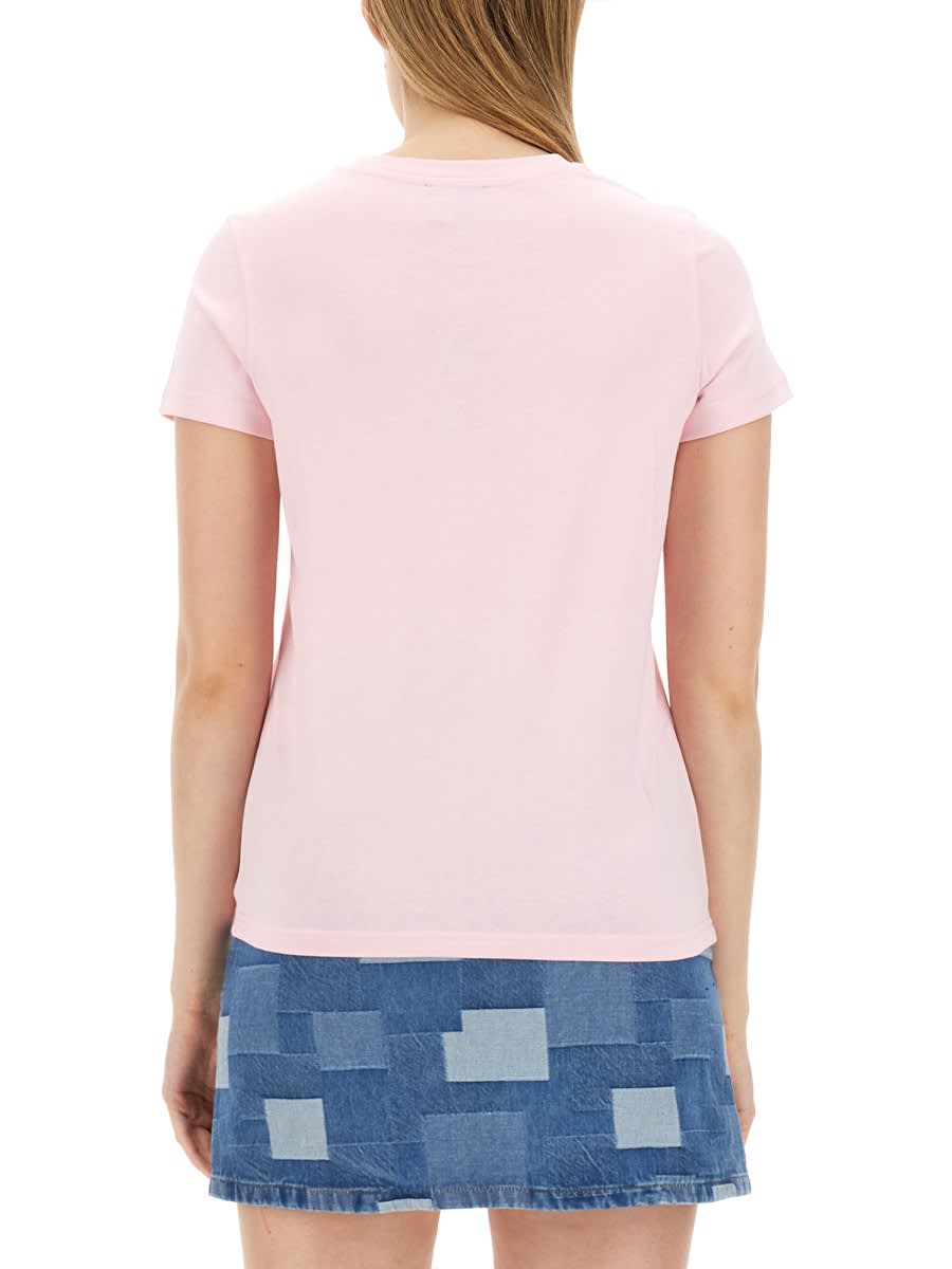Shop Apc T-shirt With Logo Embroidery In Pink