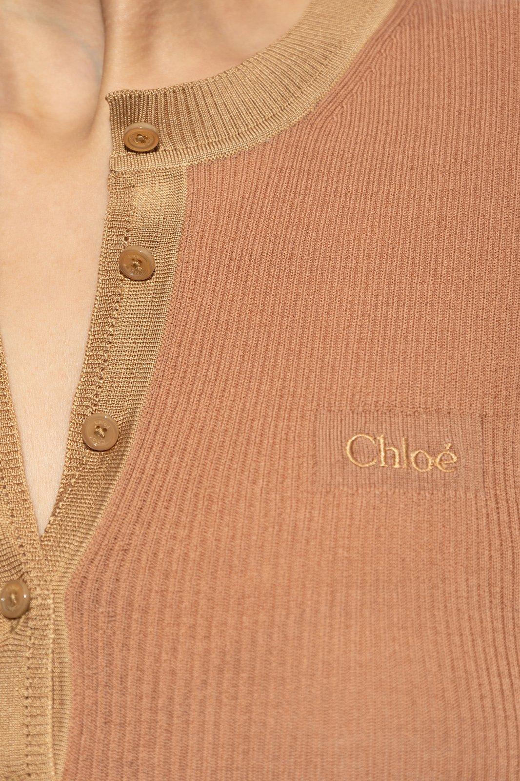 Shop Chloé Knitted Henley Shirt