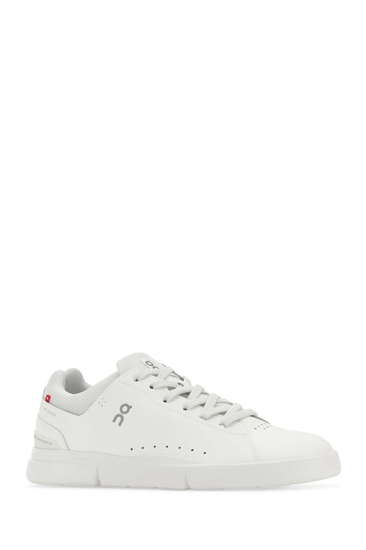 On White Synthetic Leather And Mesh The Roger Advantage Sneakers In Allwhite