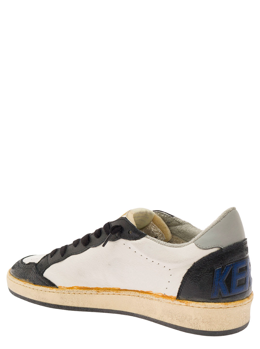 Shop Golden Goose Ball-star White And Black Low Top Sneakers With Star Patch In Leather Man In Multicolour