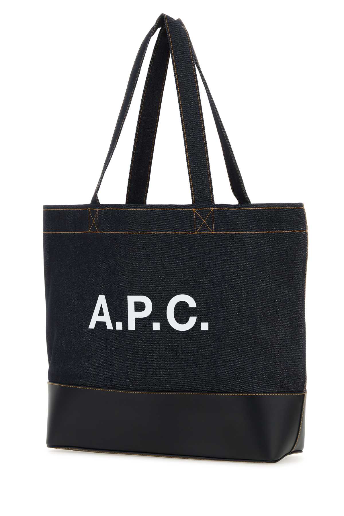Apc A.p.c. Men Blue Denim And Leather Axel Shopping Bag In Darknavy