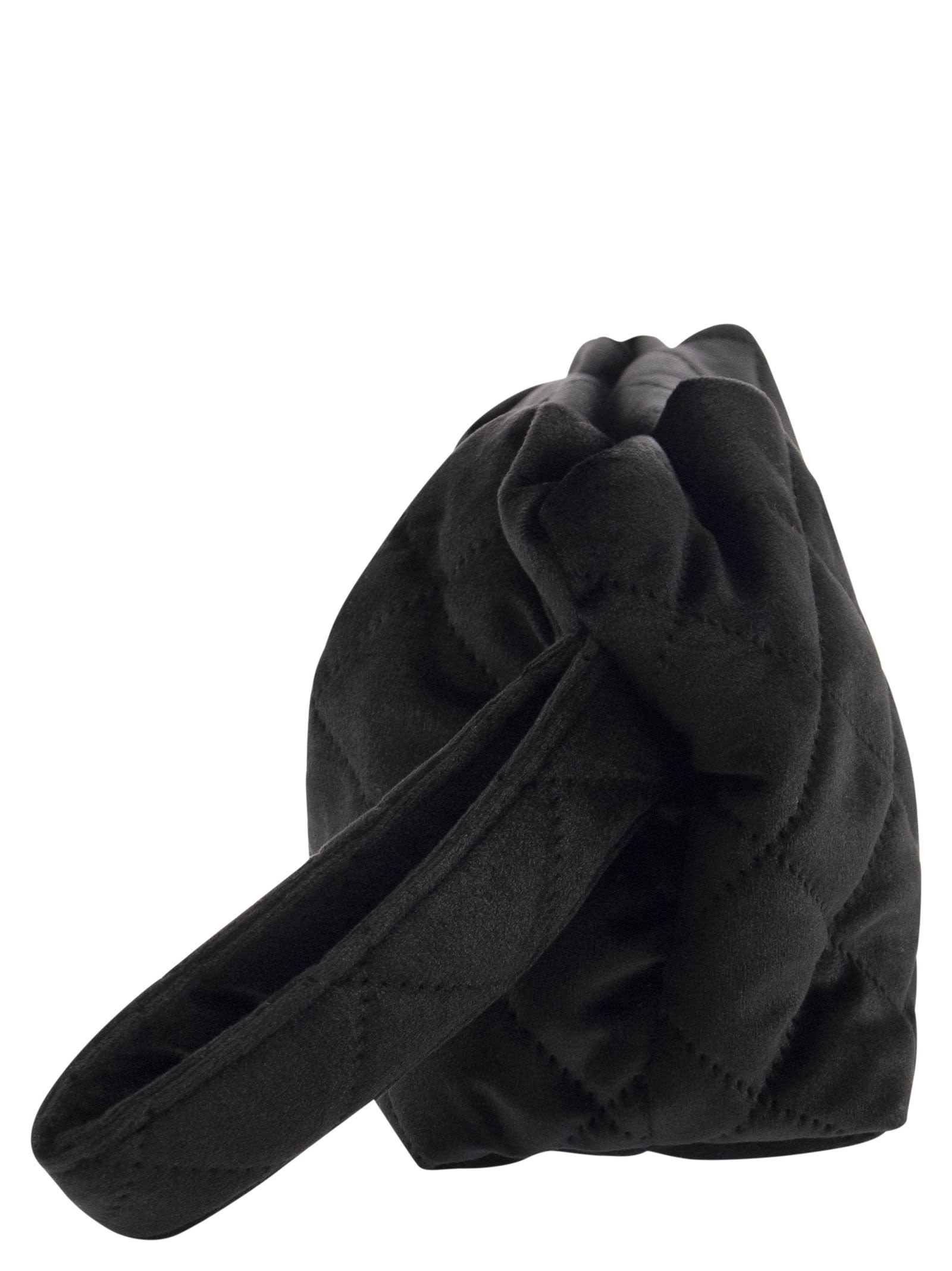 Shop Mc2 Saint Barth Quilted Velvet Clutch Bag In Black