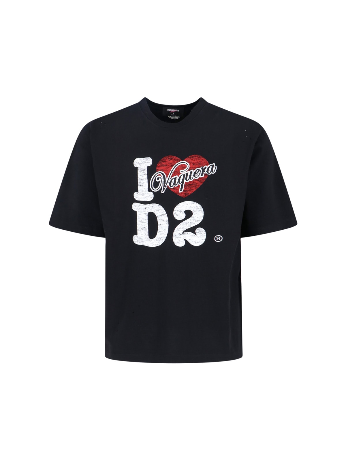 Dsquared2 Graphic Print Crew Neck Short Sleeve Top In Black