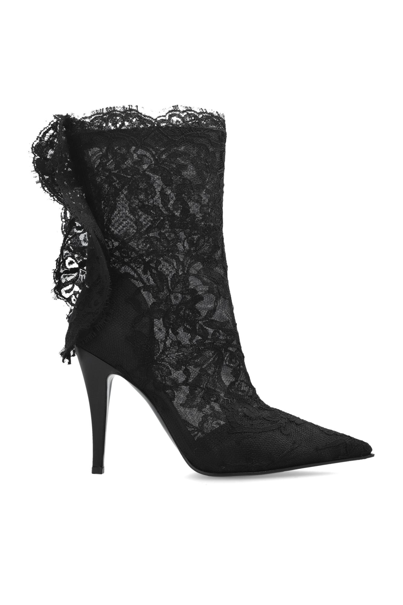 Alexander Mcqueen Lace Ankle Boots Heron In Black