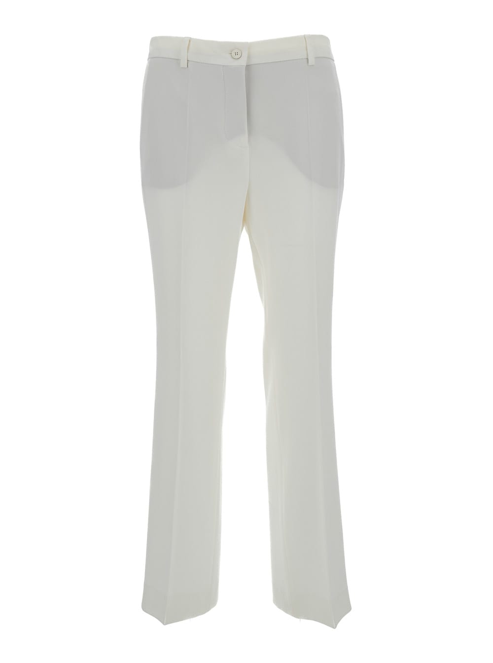 White Low Waist Flared Trousers In Technical Fabric Woman