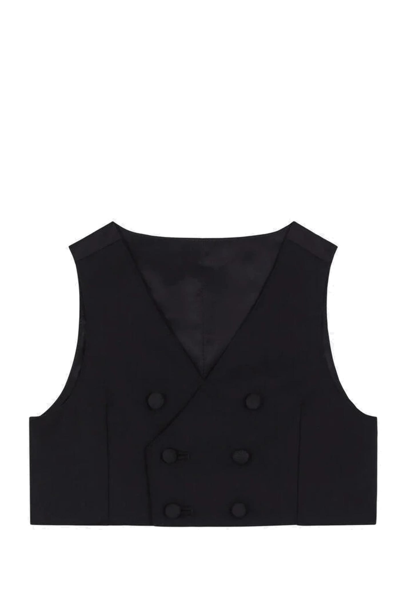 Shop Dolce & Gabbana Double Breasted Vest In Stretch Wool Canvas In Back