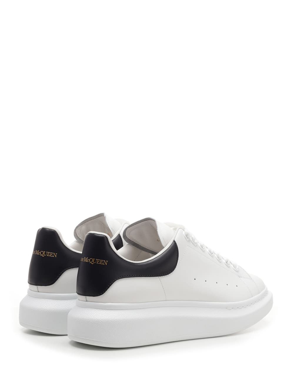 Shop Alexander Mcqueen Oversize Sneakers With Black Heel Tab In Bianco/nero