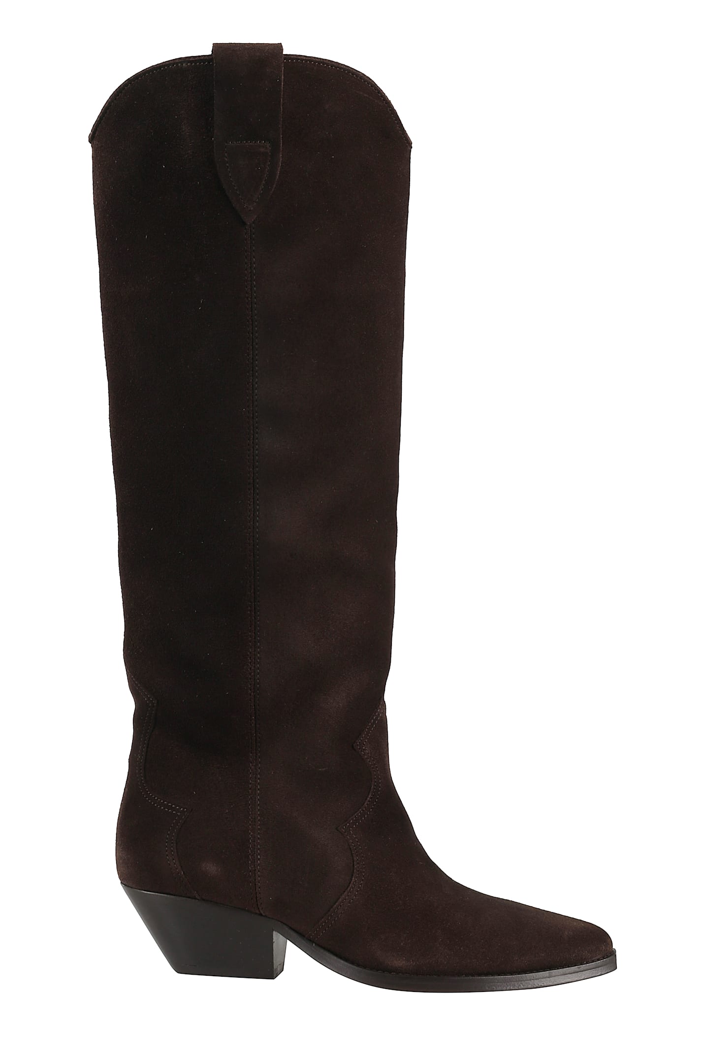 Isabel Marant Denver Leather Knee High Western Boots In Brown
