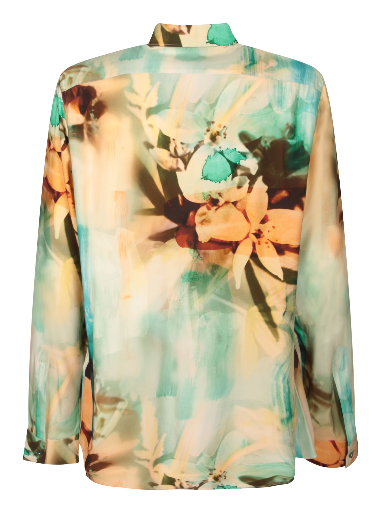 Shop Paul Smith Beige Floral Silk Shirt