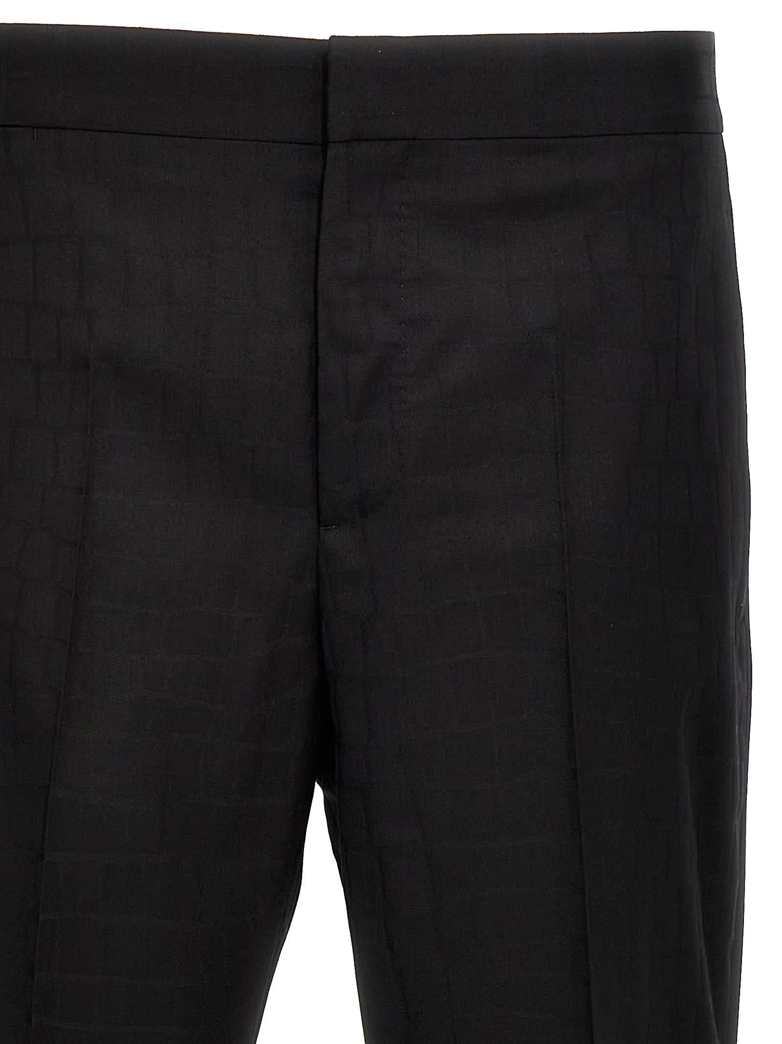 Shop Versace Croc Jacquard Trousers In Black