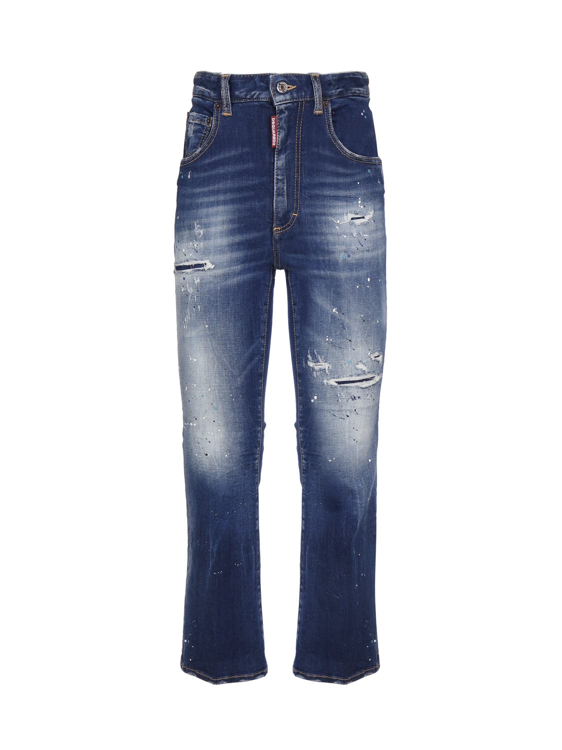 Dsquared2 Cropped Flared Jeans In Blu Denim