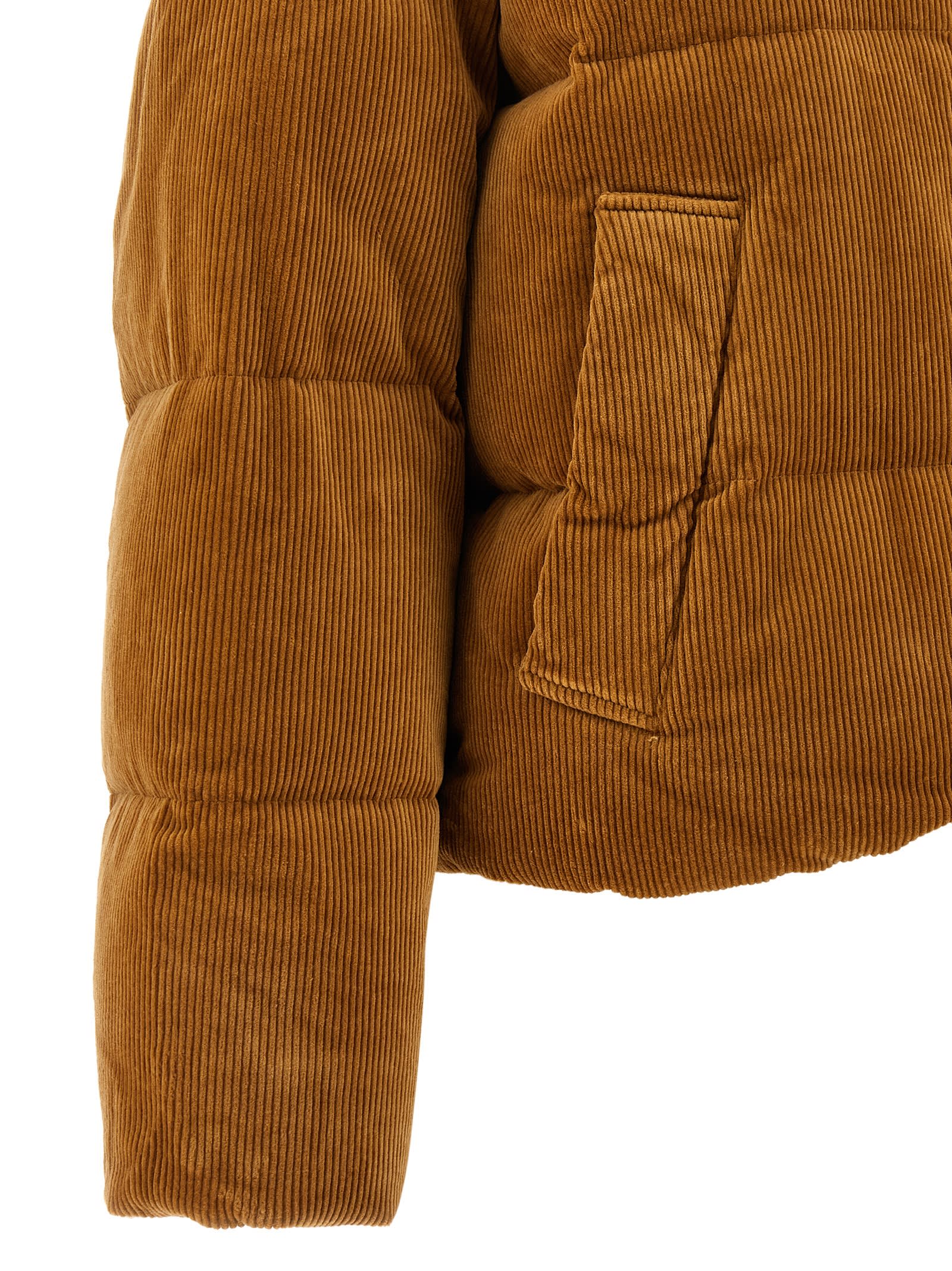 Polo Ralph Lauren Corduroy Quilted Puffer Jacket In Brown