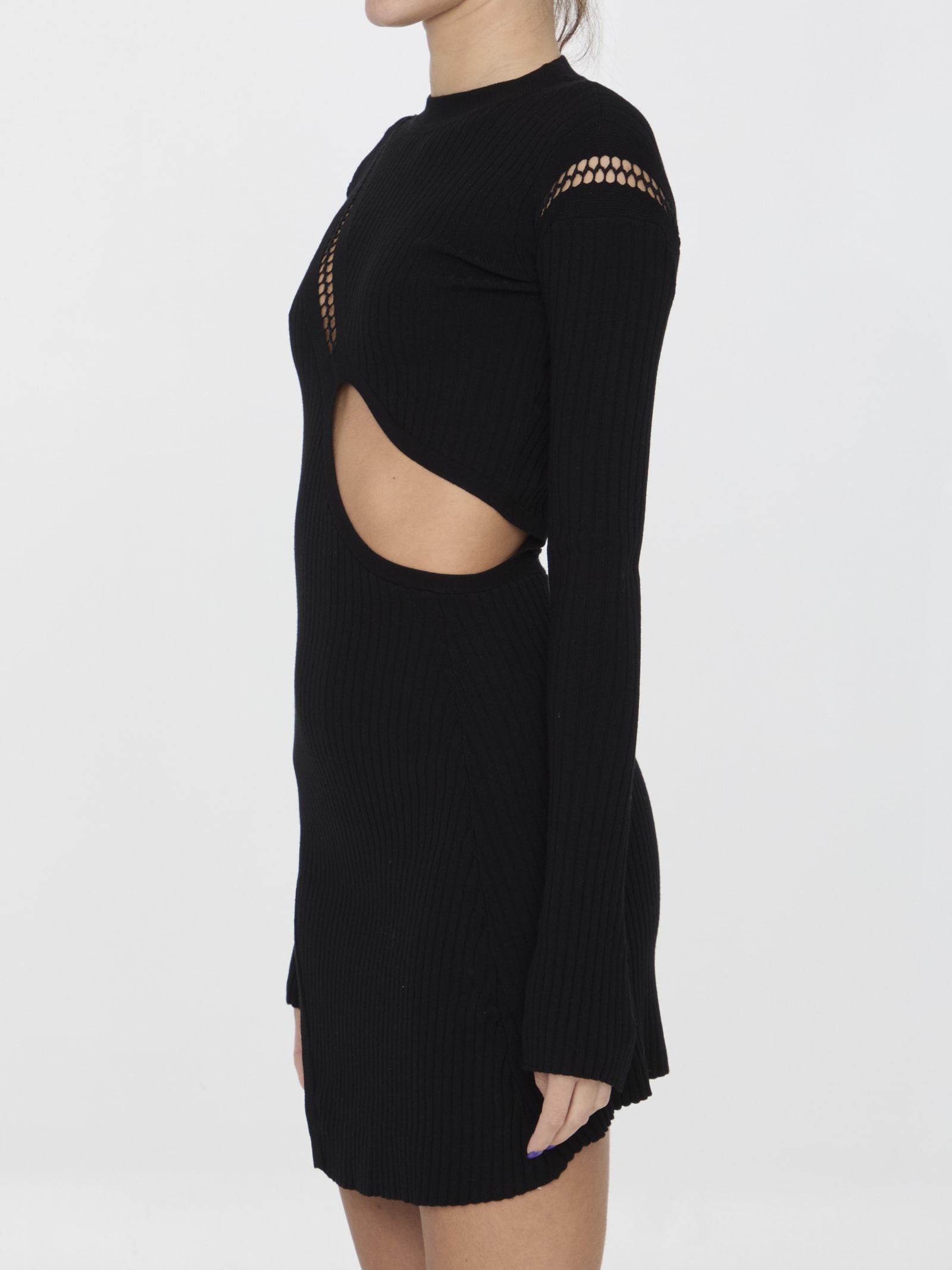 Shop Attico Viscose Mini Dress In Black