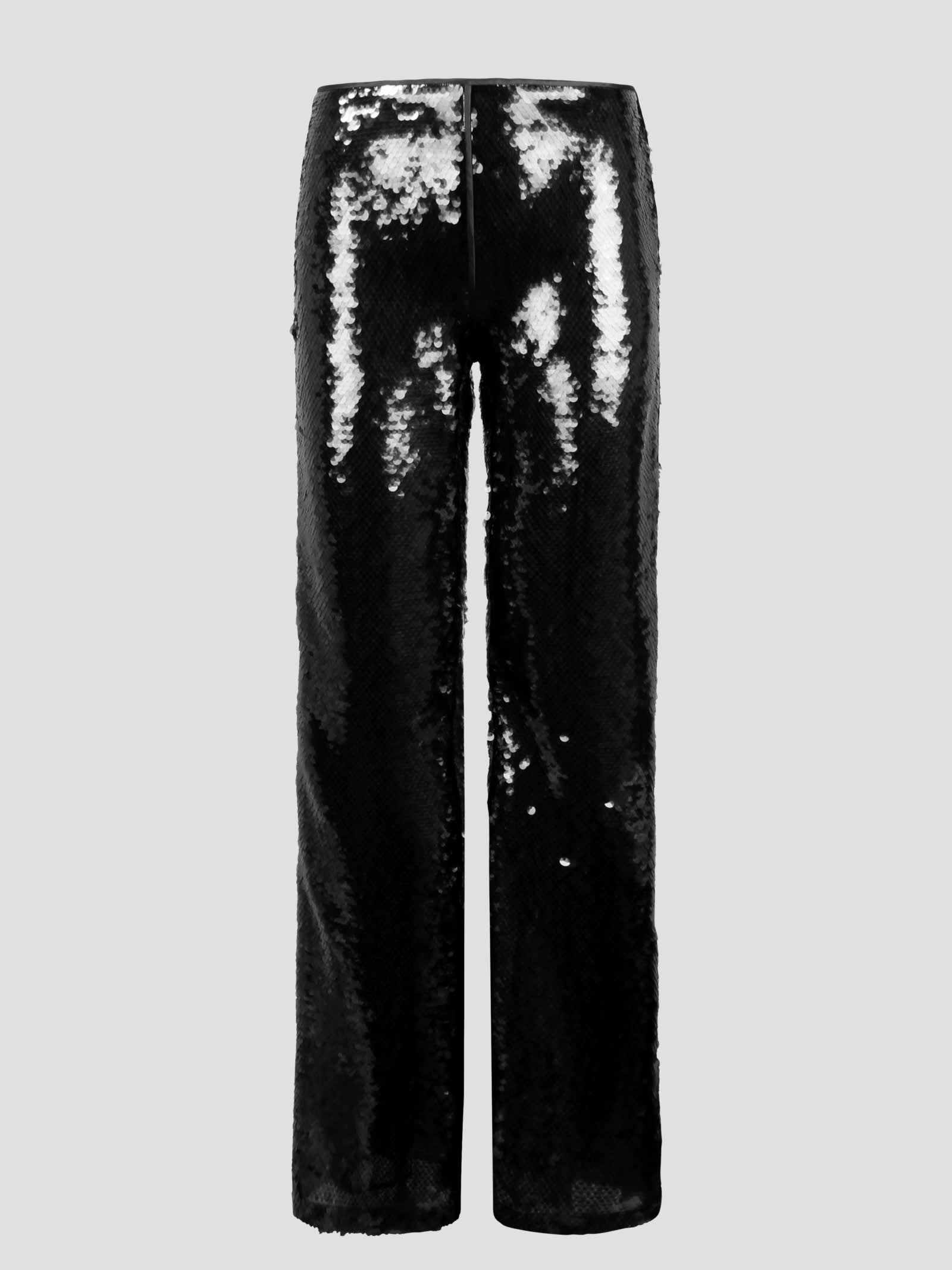 Shop Alberta Ferretti Sequins Flared Trousers In Black