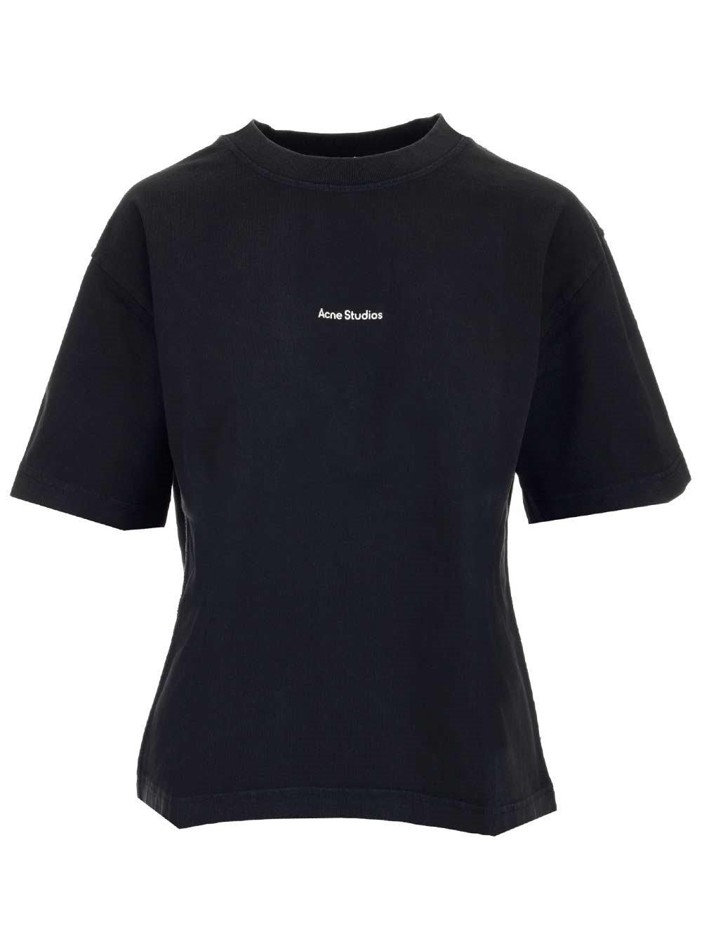Shop Acne Studios Logo Printed Crewneck T-shirt In Black