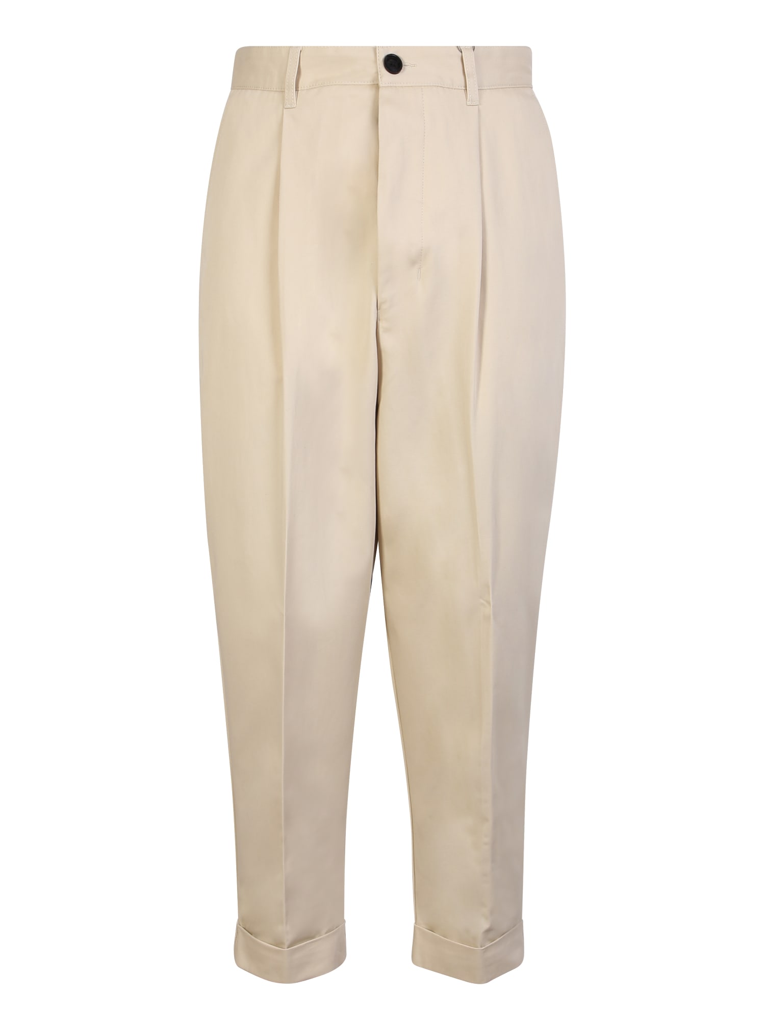 Shop Ami Alexandre Mattiussi Cropped Beige Trousers