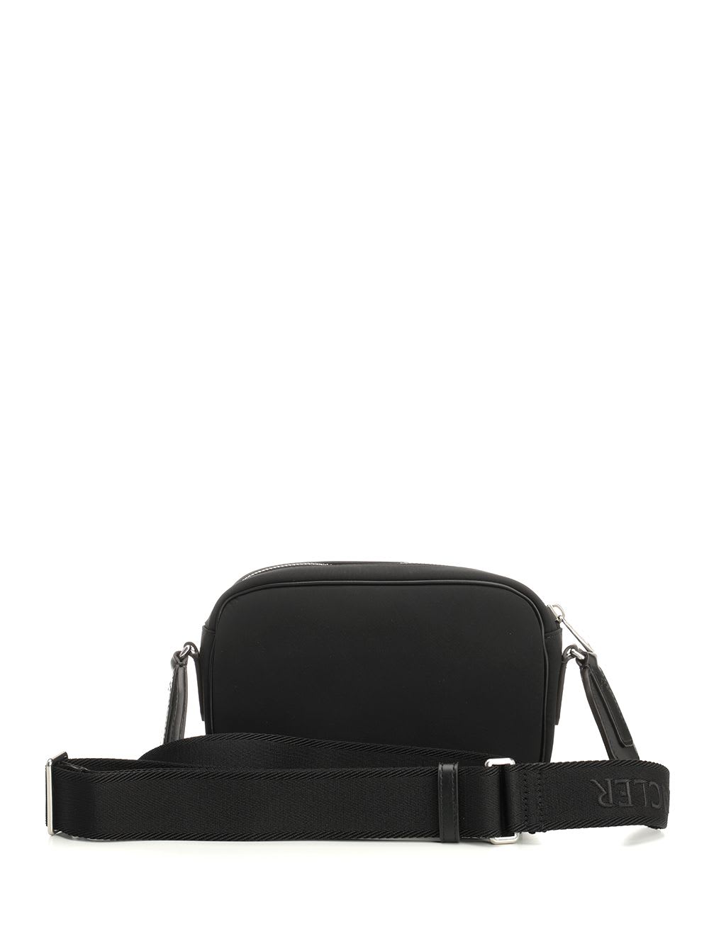 Moncler Structured Black Shoulder Bag With Metallic Clasp In Gray