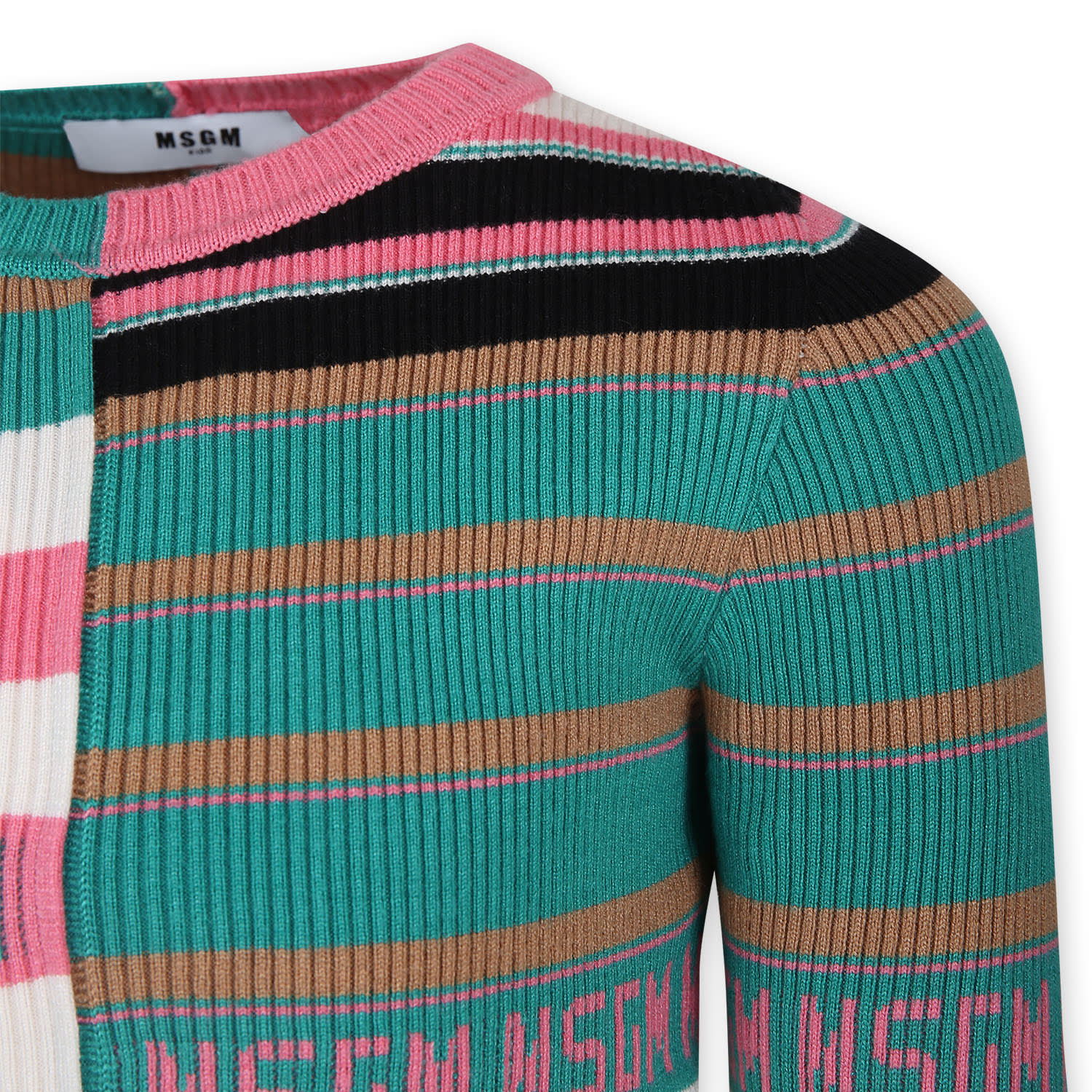 Msgm Multicolor Sweater For Girl With Logo In Multicolor