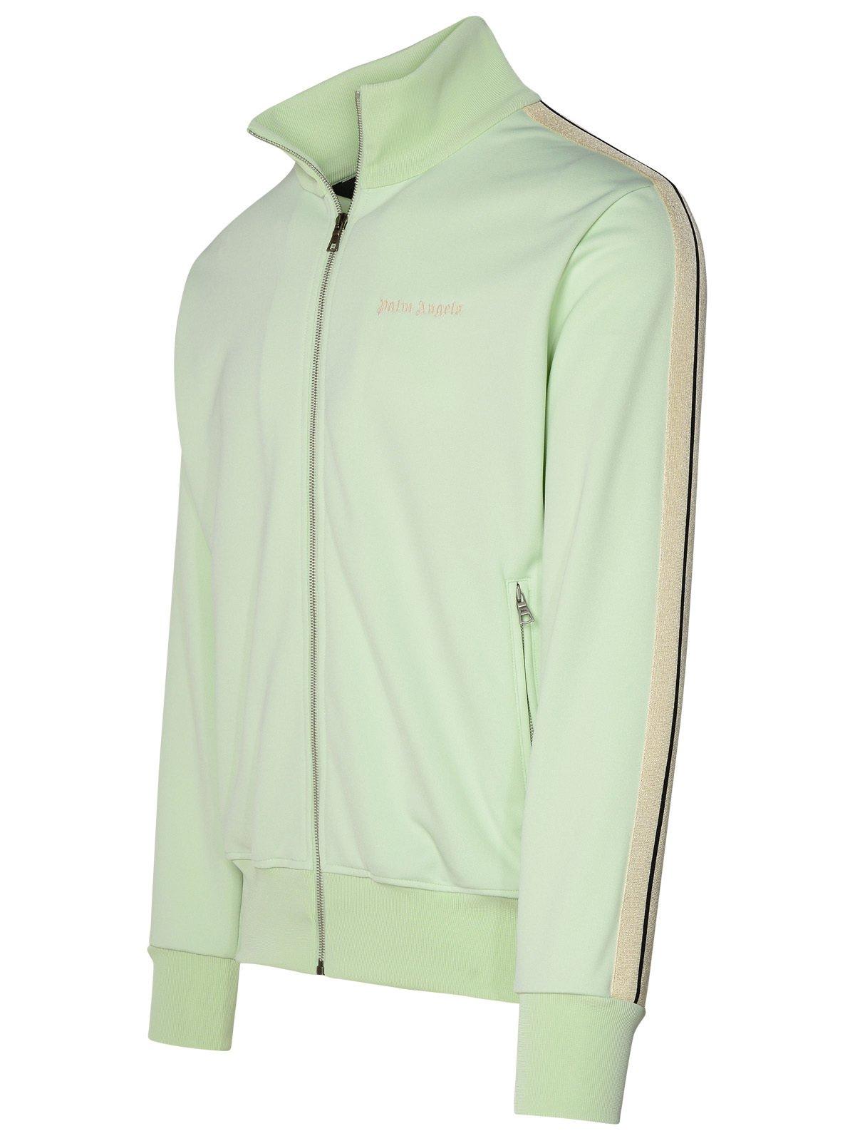 Shop Palm Angels Logo Embroidered Zipped Track Jacket In Verde