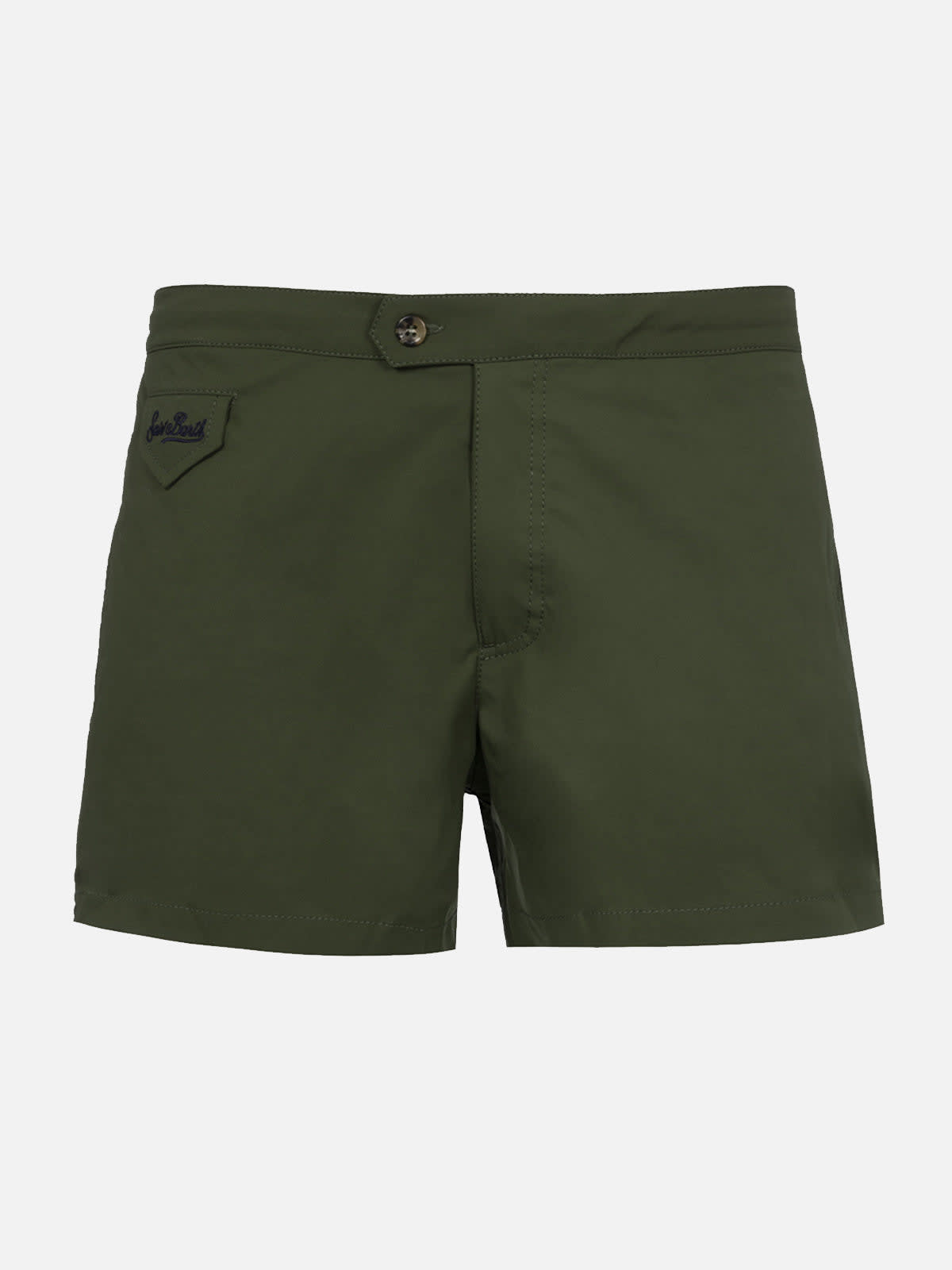 Mc2 Saint Barth Man Military Green Fitted Cut Swim Shorts Harrys In Green
