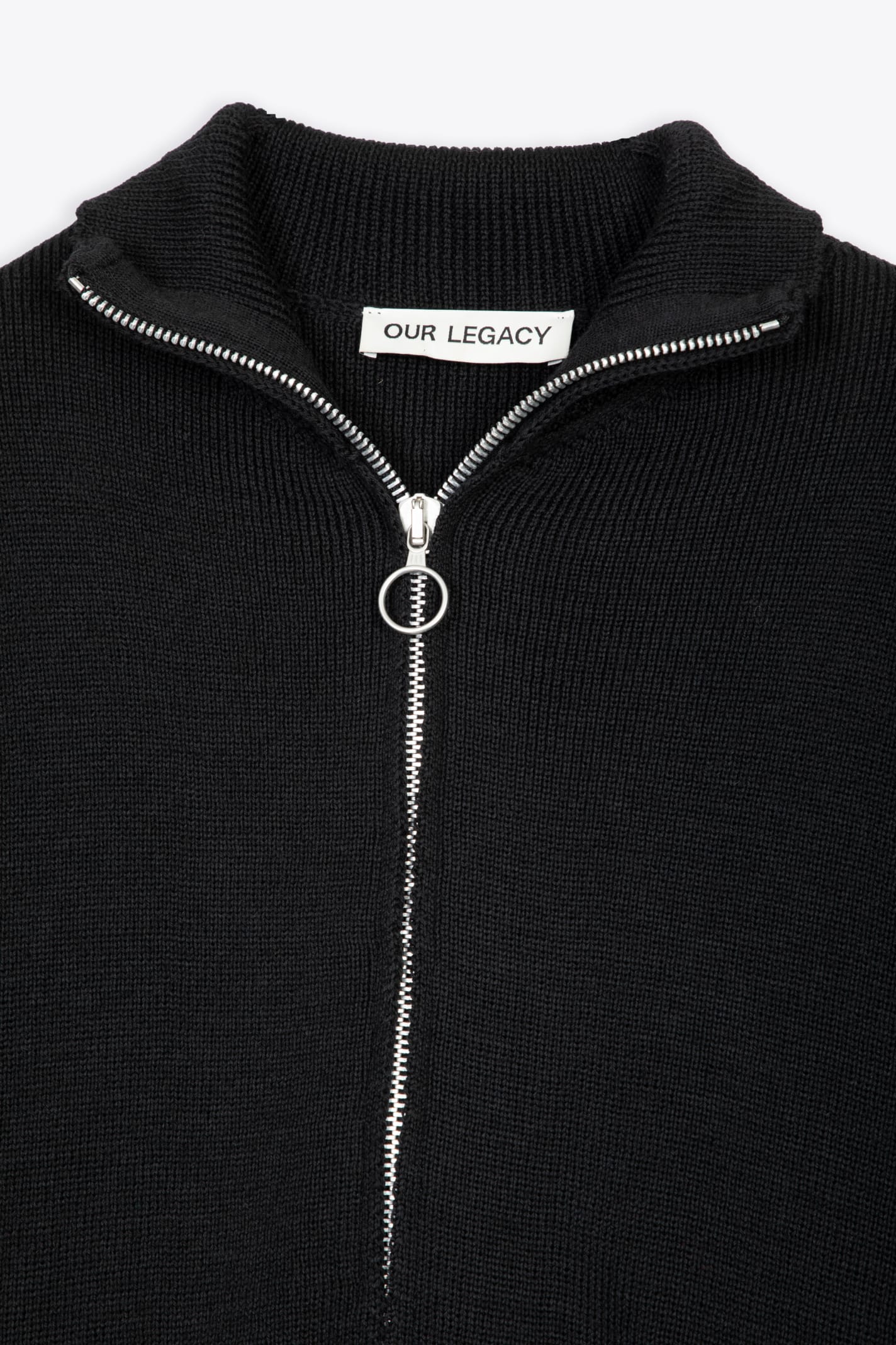 Our Legacy Funichan Sweater Black wool cardigan with zip